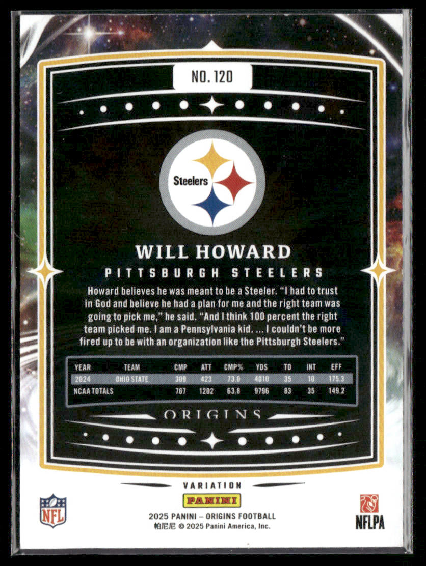 2025 Panini Origins Will Howard #120 Variation RC Rookie
