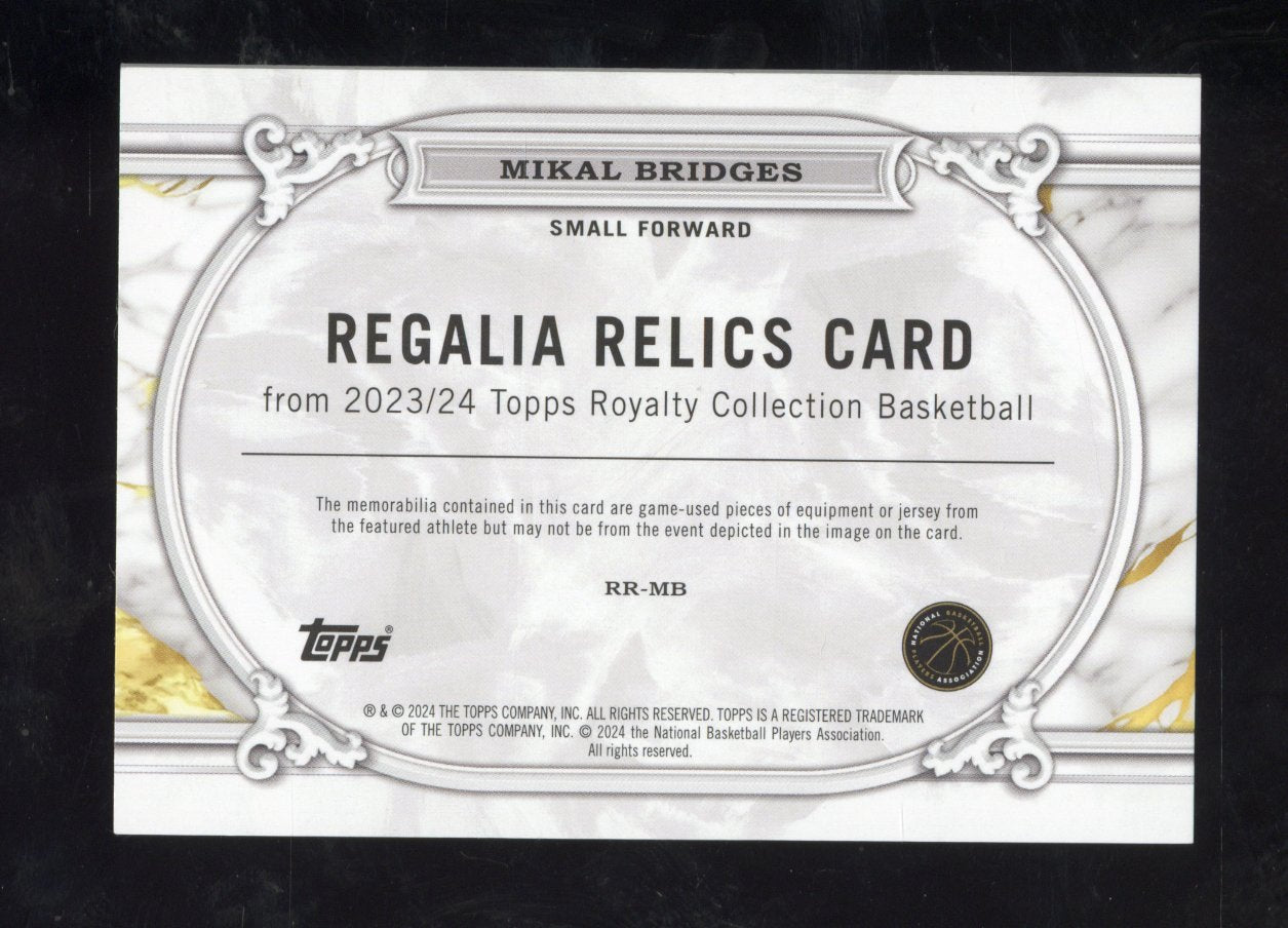 2023-24 Topps Royalty Collection Mikal Bridges #RR-MB Regalia Relics Green 5/5