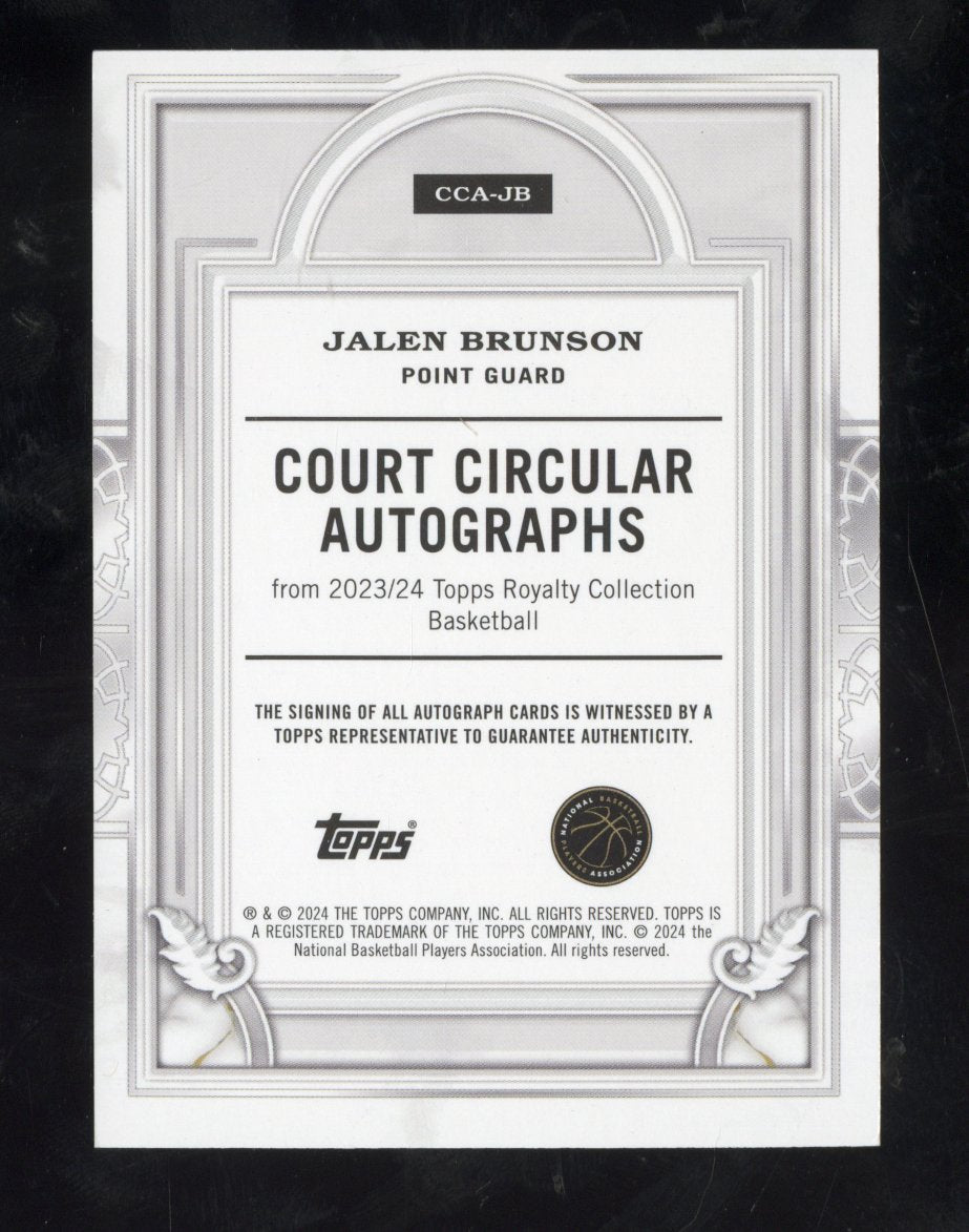 2023-24 Topps Royalty Collection Jalen Brunson #CCA-JB Court Circular Auto 09/25