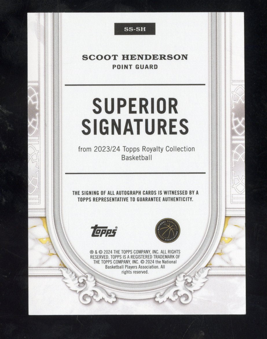 2023-24 Topps Royalty Scoot Henderson #SS-SH Superior Auto Blue RC Rookie 06/25