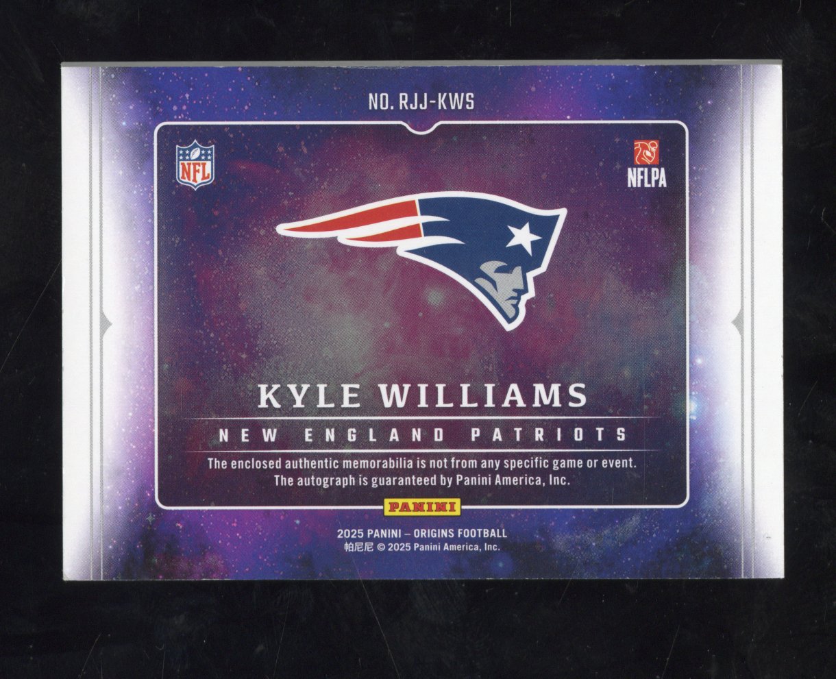2025 Panini Origins Football Kyle Williams #RJJ-KWS Green Rookie Patch Auto 1/5
