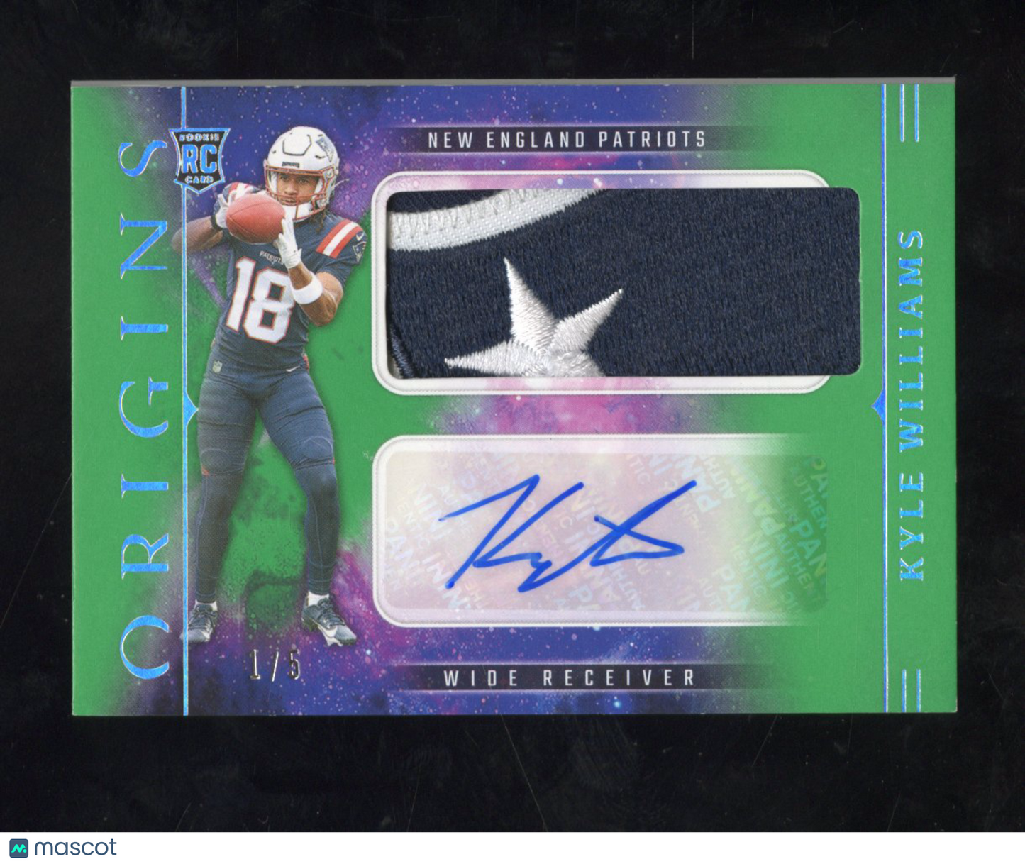 2025 Panini Origins Football Kyle Williams #RJJ-KWS Green Rookie Patch Auto 1/5