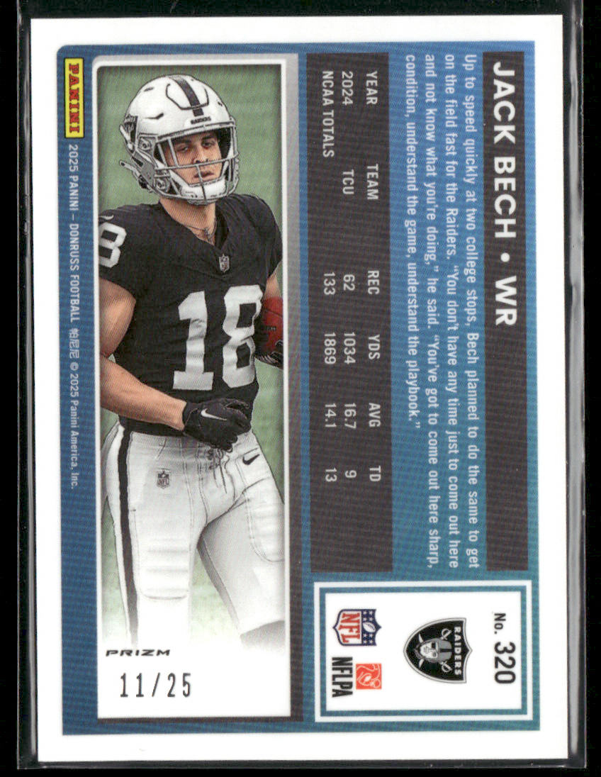 2025 Panini Donruss Jack Bech #320 Optic Green Pandora Rated Rookie 11/25