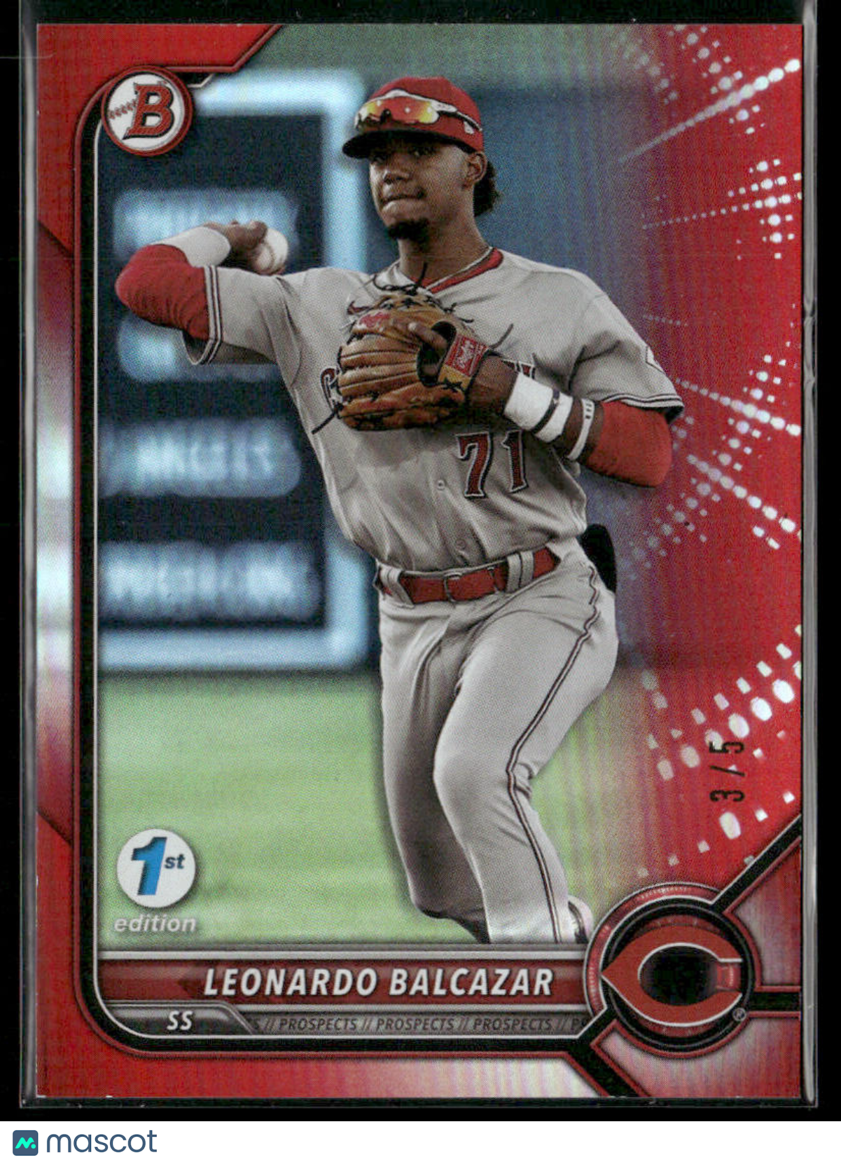 2022 Bowman 1st Edition Leonardo Balcazar #BD-91 Red Foil 1st Edition 3/5
