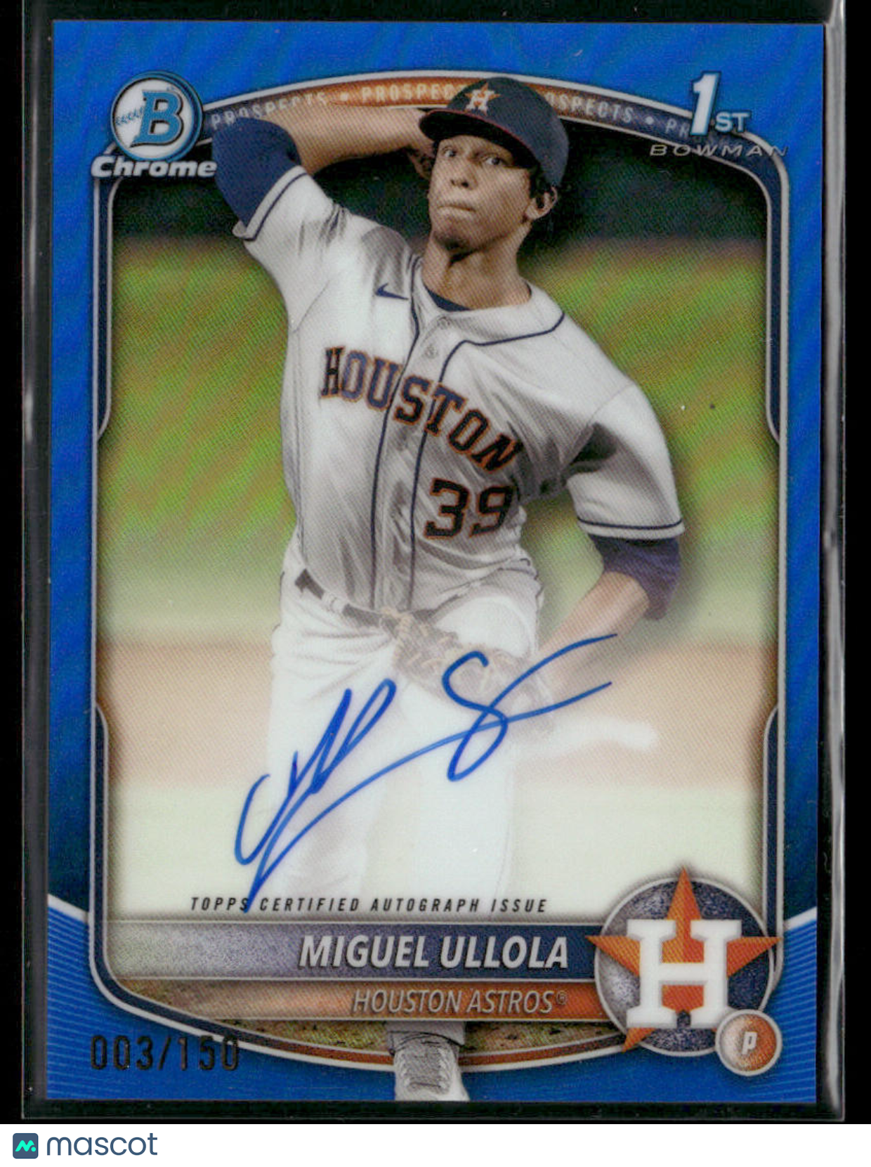 2025 Bowman Chrome Miguel Ullola #CPA-MU Blue Refractor 1st Bowman Auto 003/150