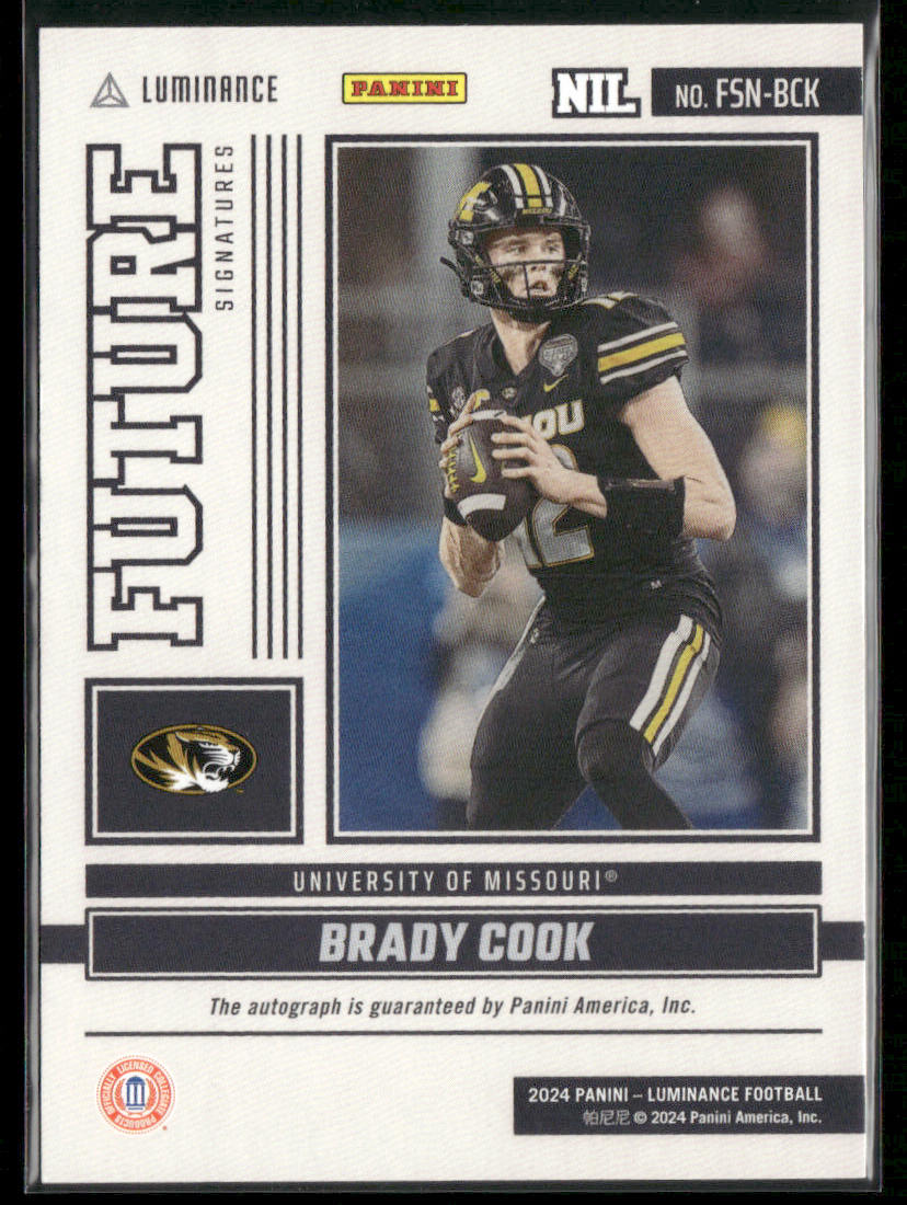 2024 Panini Luminance Brady Cook #FSN-BCK NIL Future Signatures Auto
