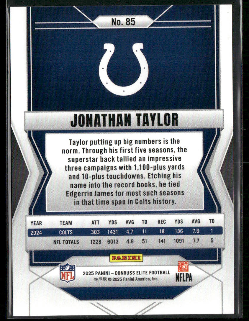 2025 Panini Donruss Elite Jonathan Taylor #85 Red Aspirations 72/72