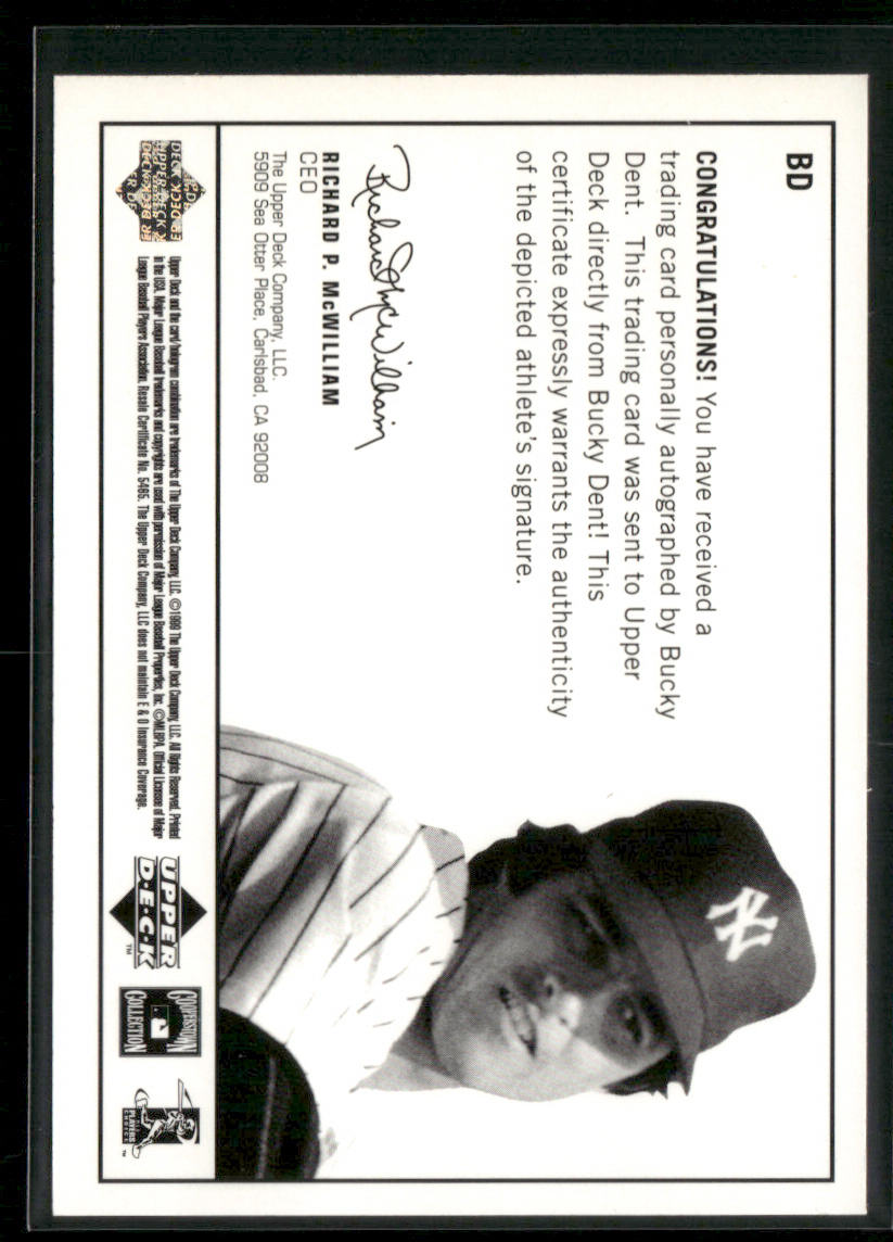 1999 Upper Deck Century Legends Bucky Dent Century Epic Signatures Auto 39/100