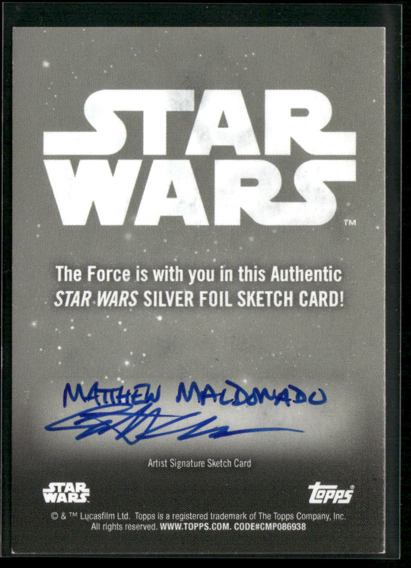 2024 Topps Star Wars Galaxy Matthew Maldonado Sketch Card Silver Foil