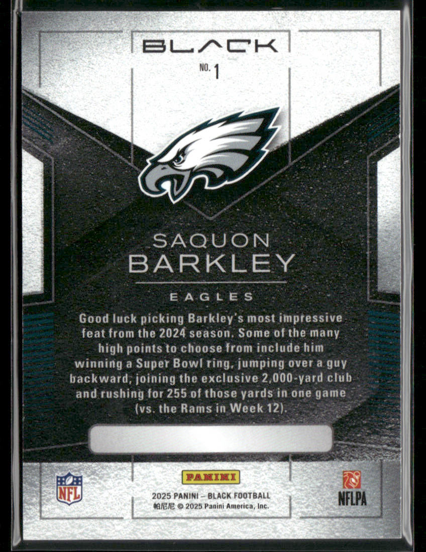 2025 Panini Black Football Saquon Barkley #1 Royal Parallel 69/99