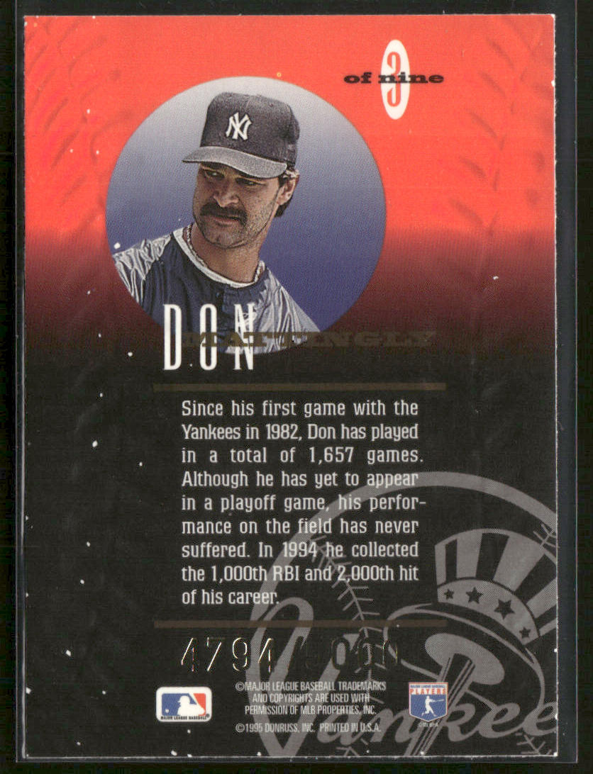 1995 Pinnacle Statistical Standouts Don Mattingly #9 4794/5000