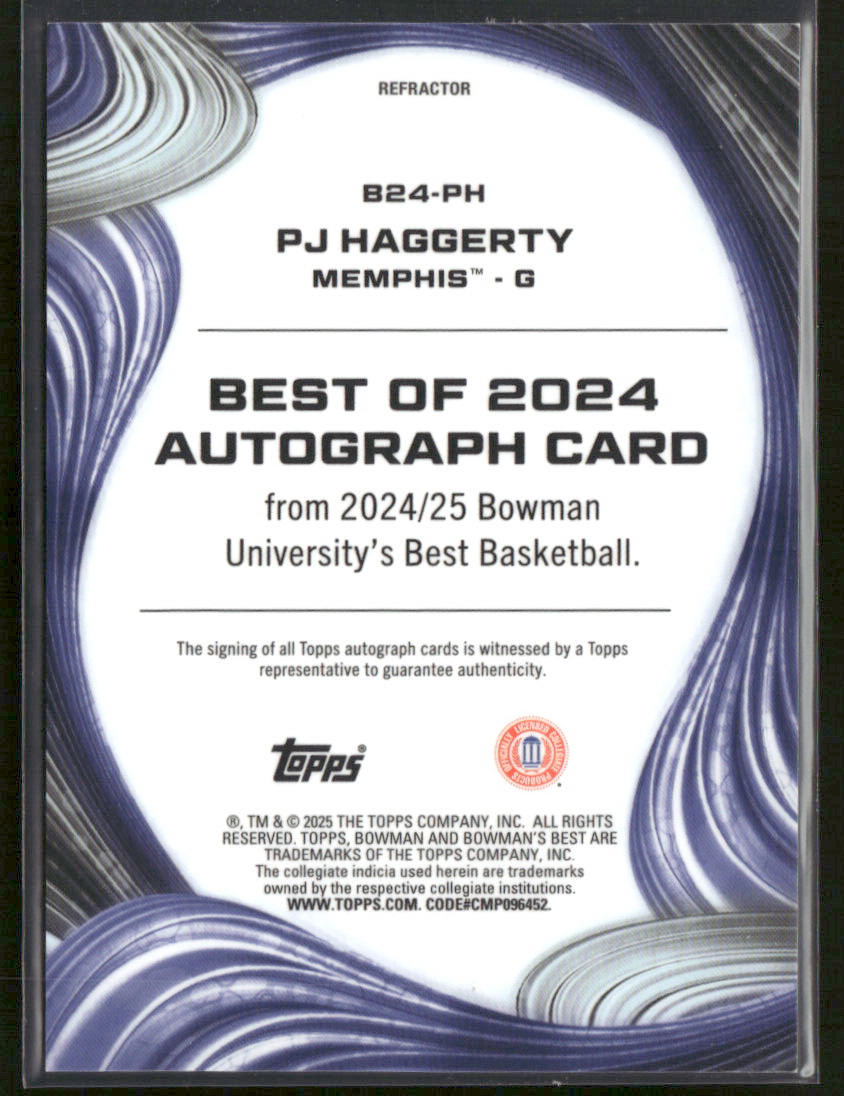 2024-25 Bowman University Best PJ Haggerty #B24-PH Refractor Auto