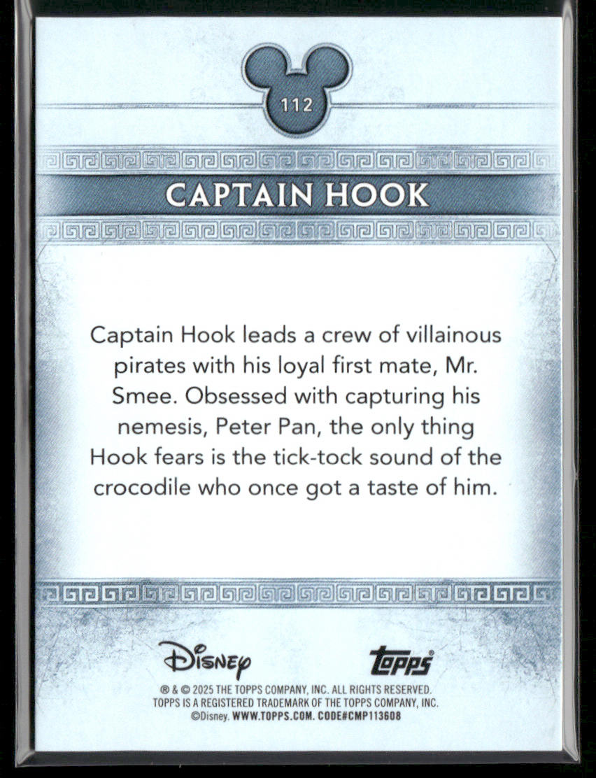 2025 Topps Disney Mint Captain Hook Platinum Tier Foilfractor 1/1 #112 (BW)