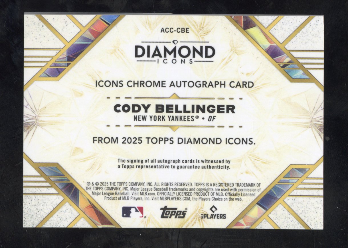 2025 Topps Diamond Icons Cody Bellinger #ACC-CBE Chrome Auto 20/25 (BW)