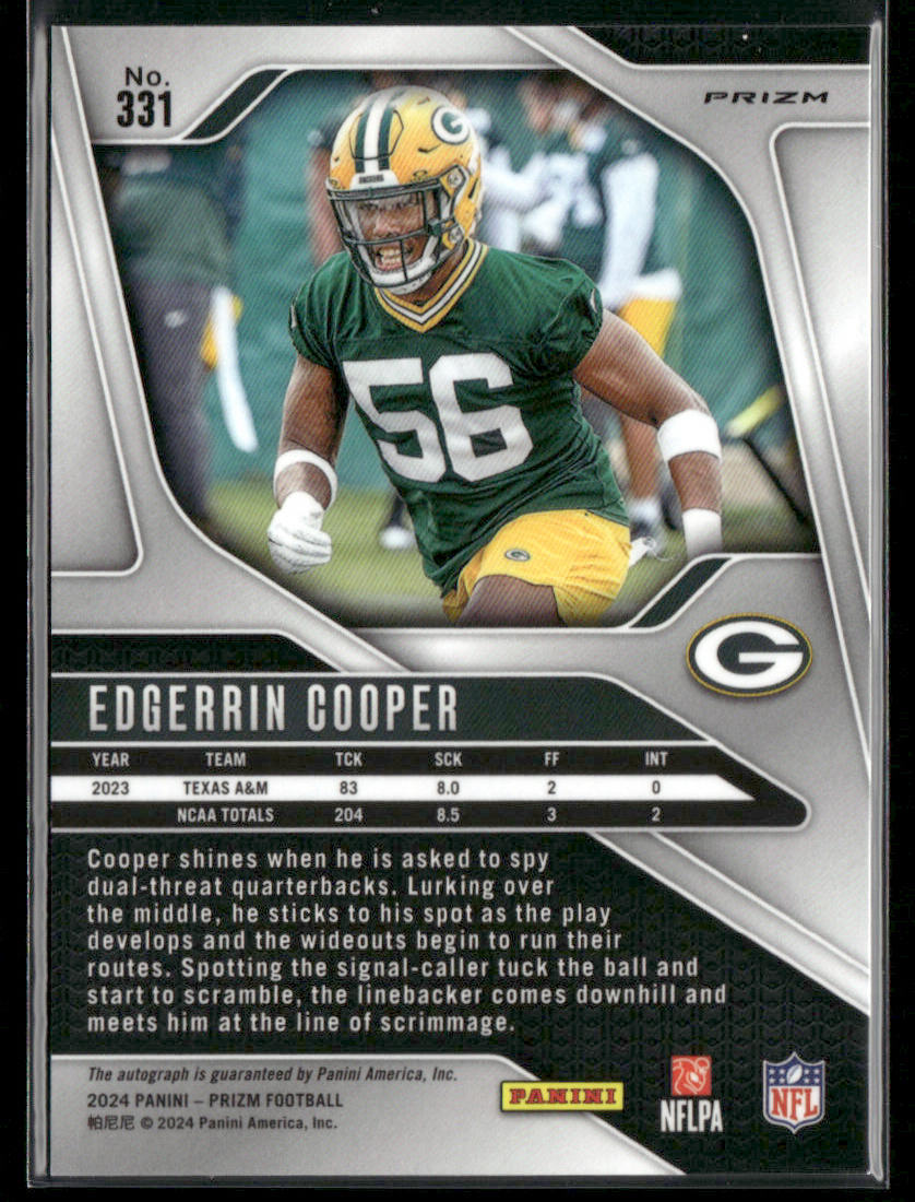 2024 Panini Prizm Football Edgerrin Cooper #331 Pink Prizm RC Rookie Auto