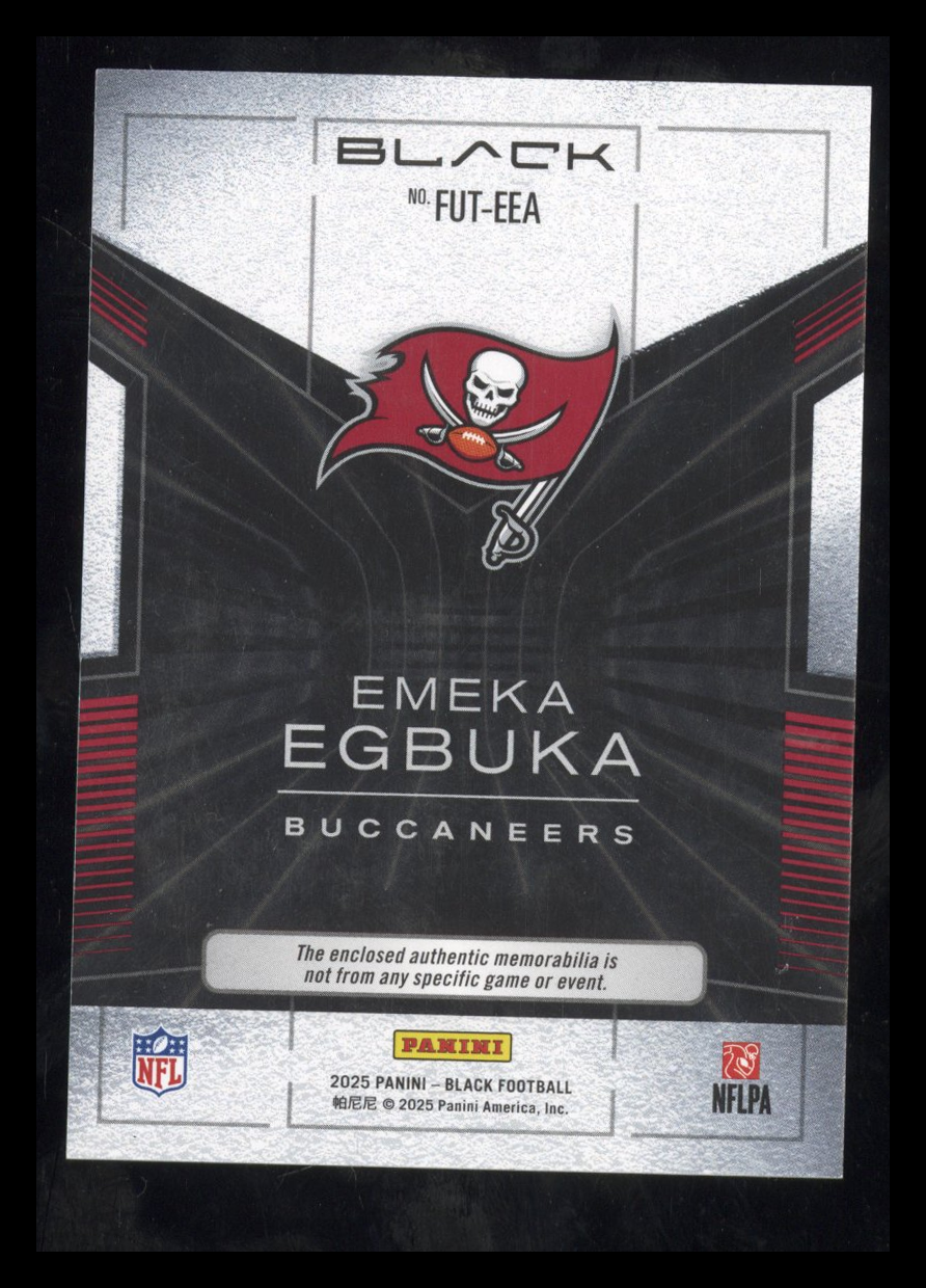 2025 Panini Black Emeka Egbuka #FUT-EEA Futuristic Patch RC Rookie 067/199