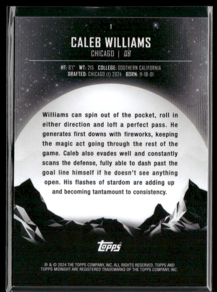 2024 Topps Midnight Caleb Williams #1 Morning Rookie 116/149