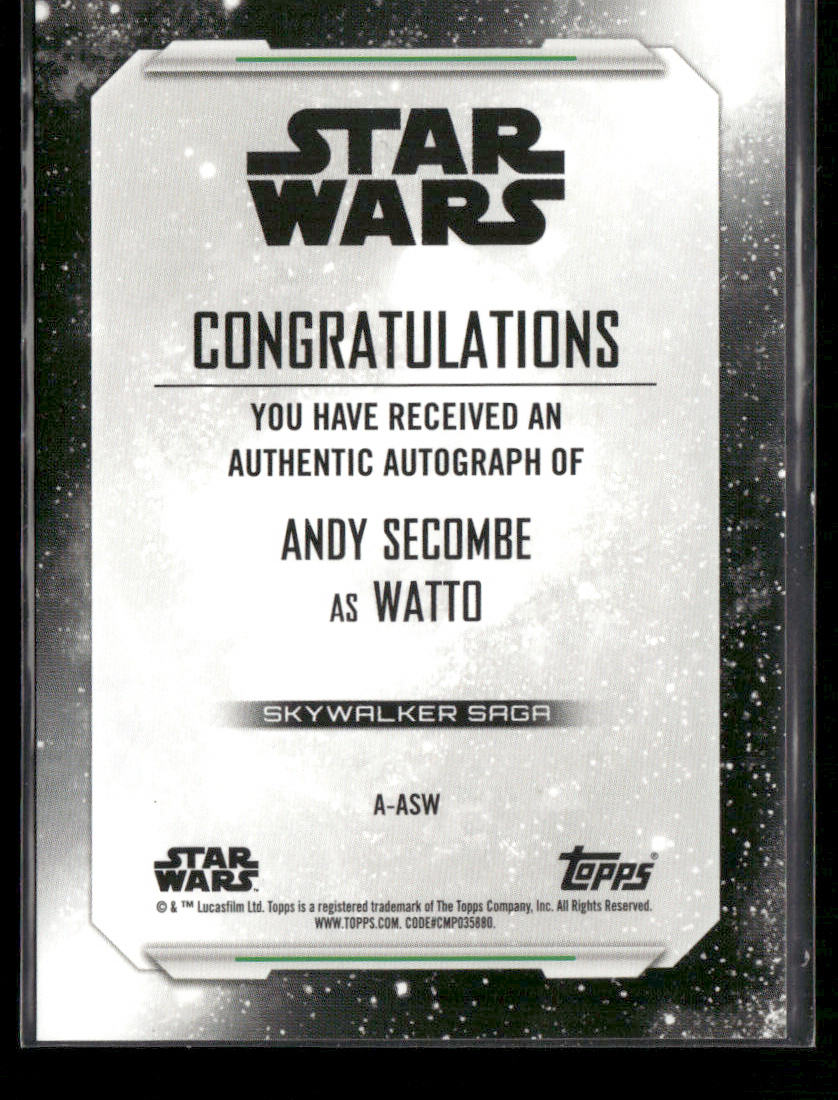 2019 Topps Star Wars Skywalker Saga Andy Secombe/Watto Auto 17/99 #A-ASW