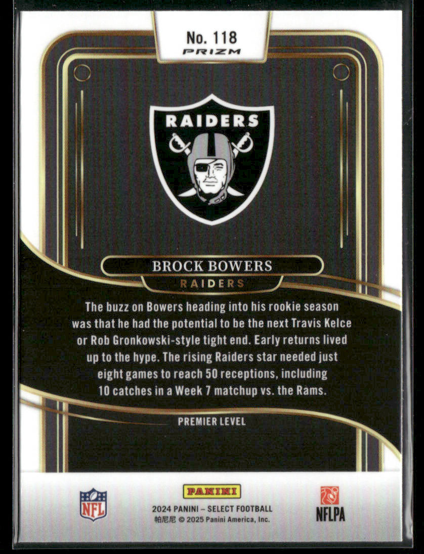 2024 Panini Select Brock Bowers #118 Green And Black Shock Prizm RC Rookie