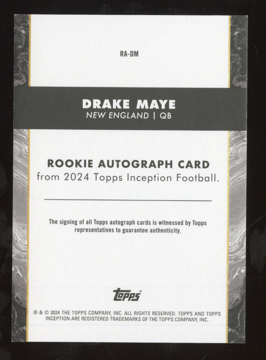 2024 Topps Inception Drake Maye #RA-DM Pink Auto RC 55/99