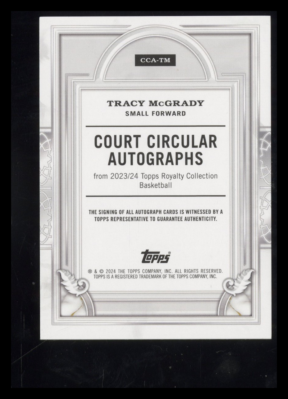 2023-24 Topps Royalty Tracy McGrady #CCA-TM Court Circular Auto Blue 13/15
