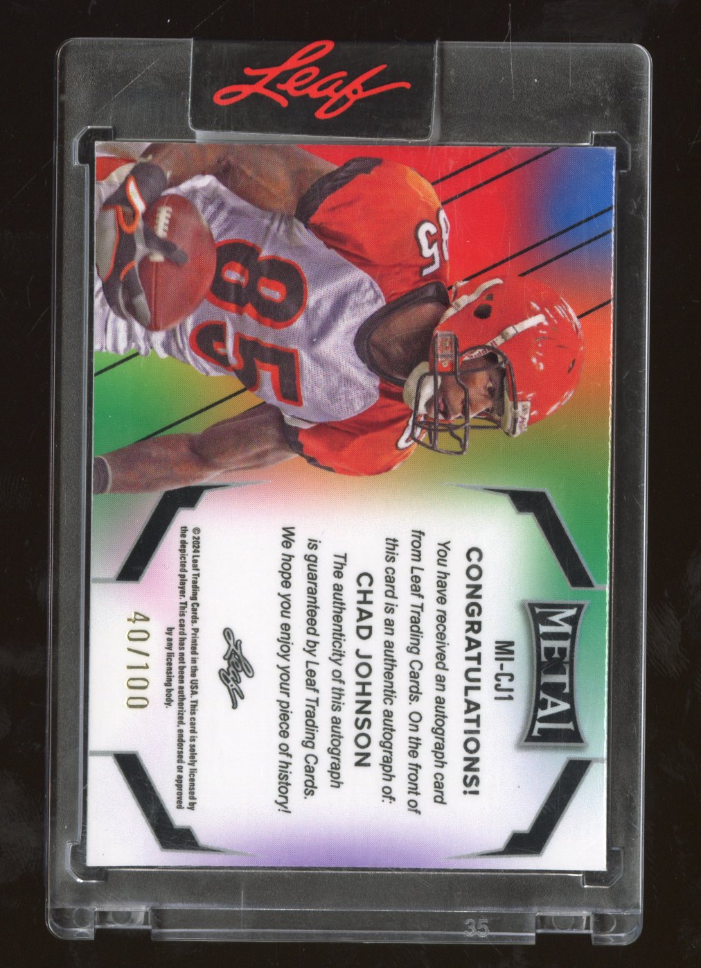 2025 Leaf Metal Chad Johnson #MI-CJ1 Blue Inscriptions Autograph 40/100