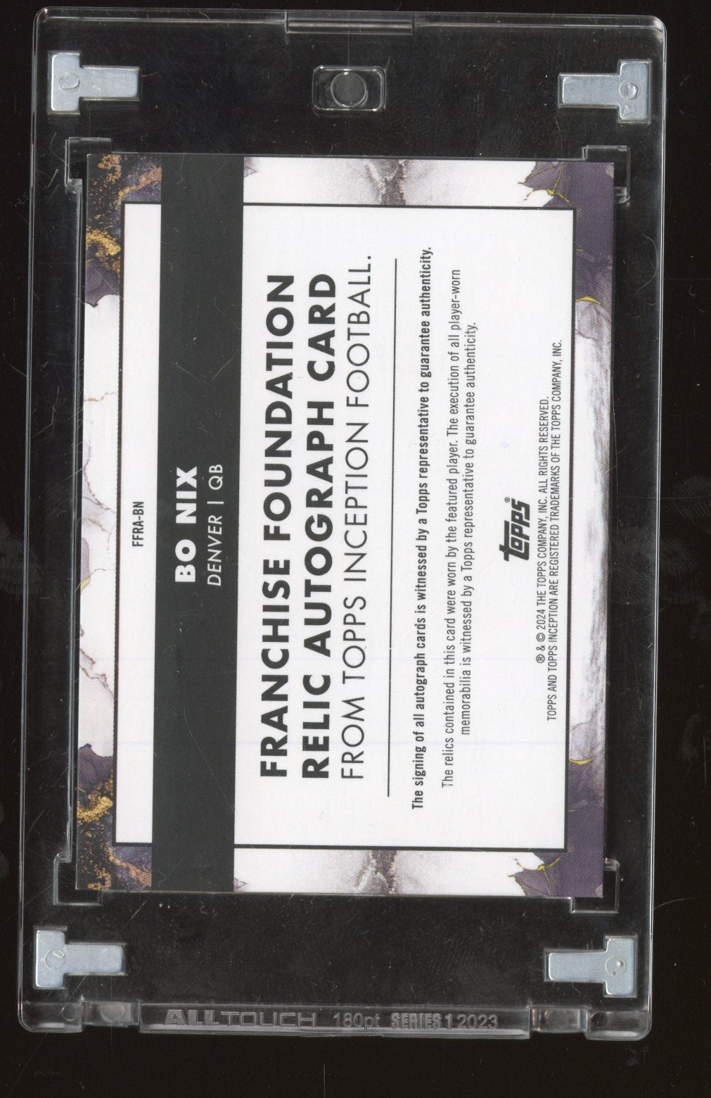 2024 Topps Inception Bo Nix #FRA-BA Gold Auto RC Relic