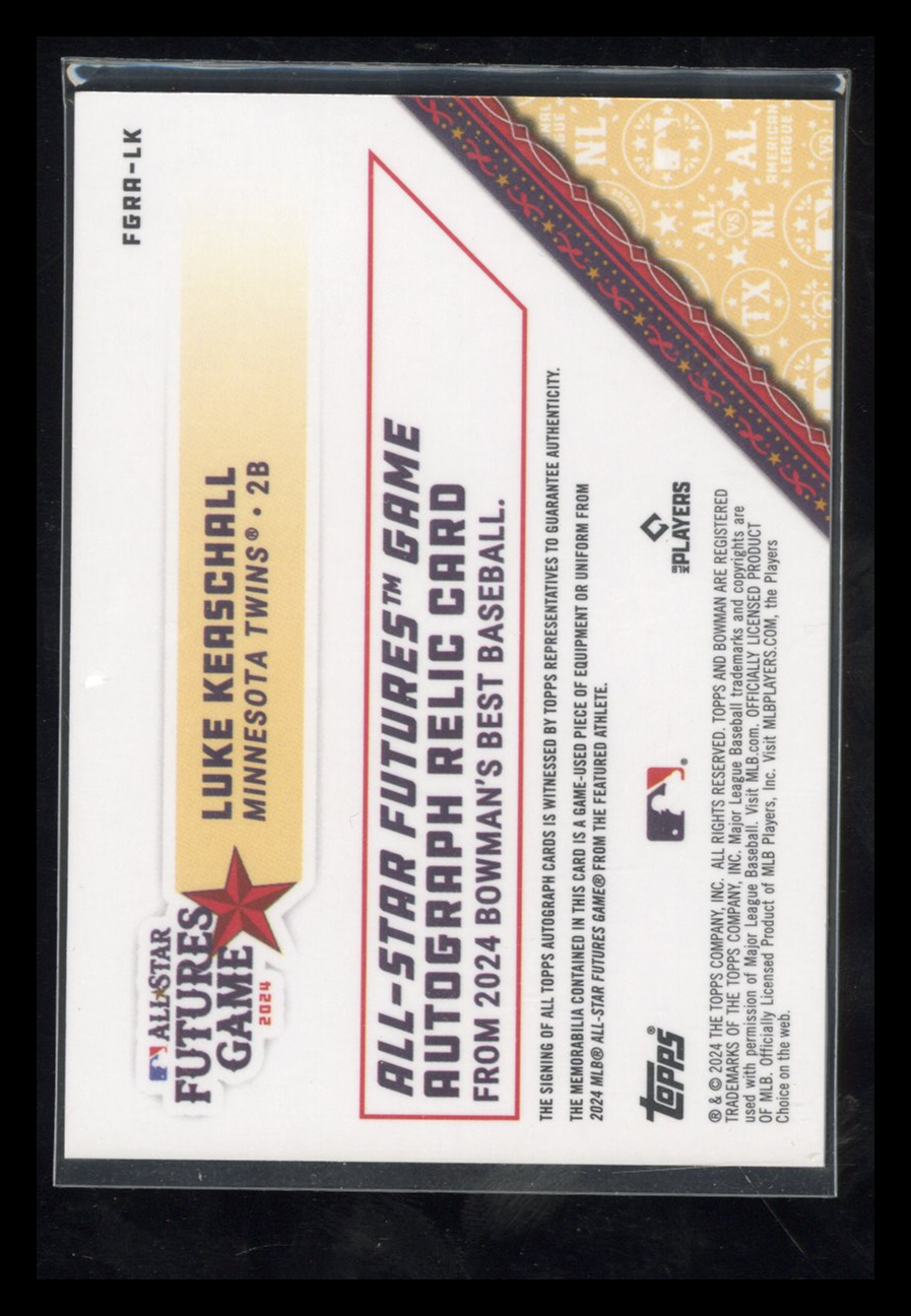 2024 Bowman's Best Luke Keaschall #FGR-LK Purple Futures Game Relic Auto 024/250