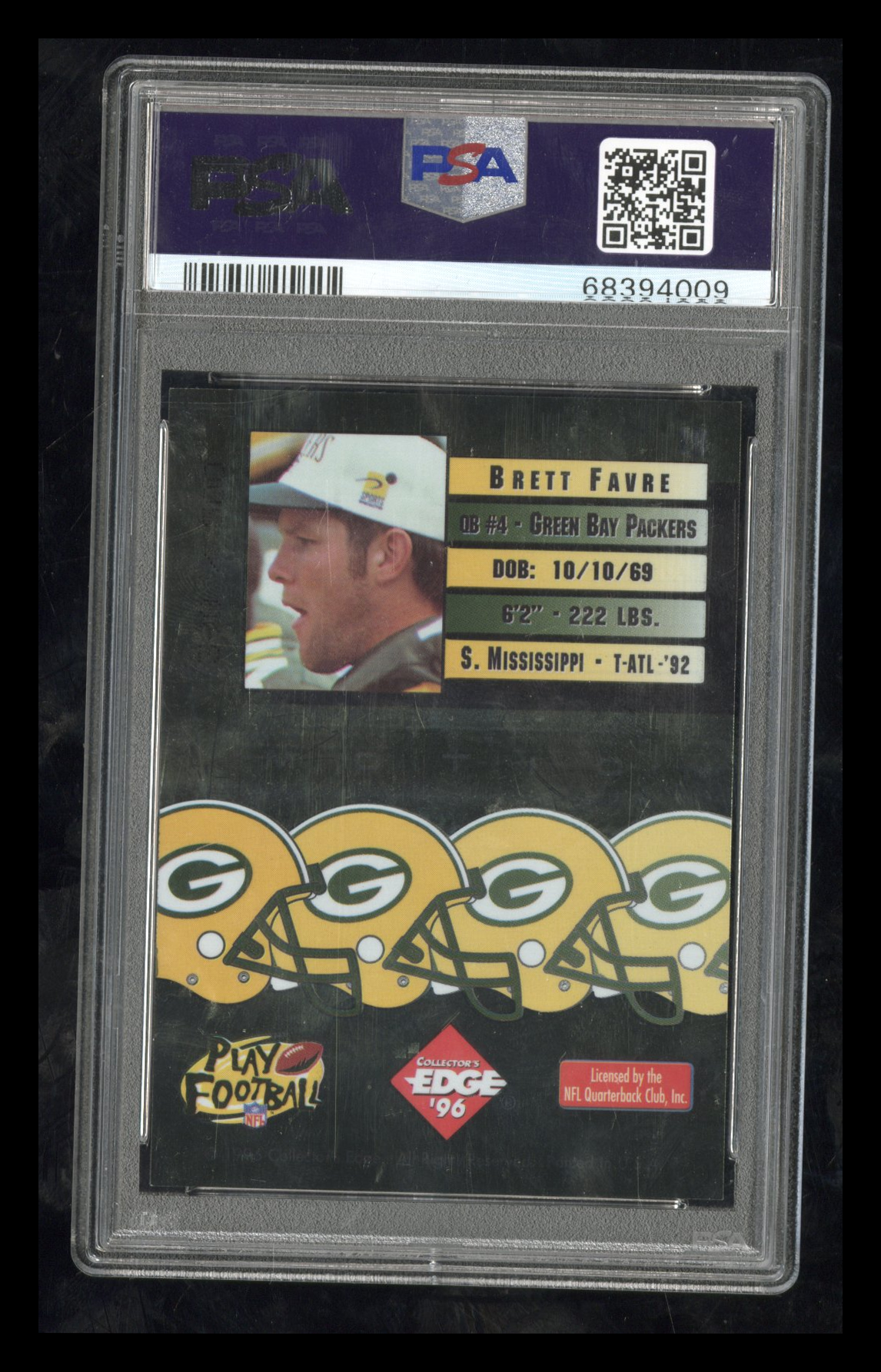 1996 Collector's Edge Quantum Motion Brett Favre #10 Foil 398/500 PSA 8