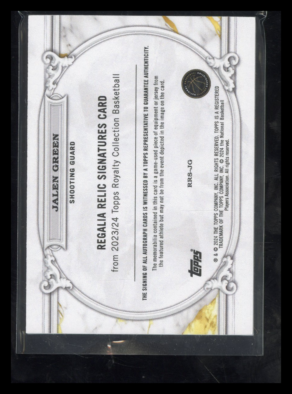 2023-24 Topps Royalty Collection Jalen Green #RSR-JG Blue Dual Patch Auto 06/15