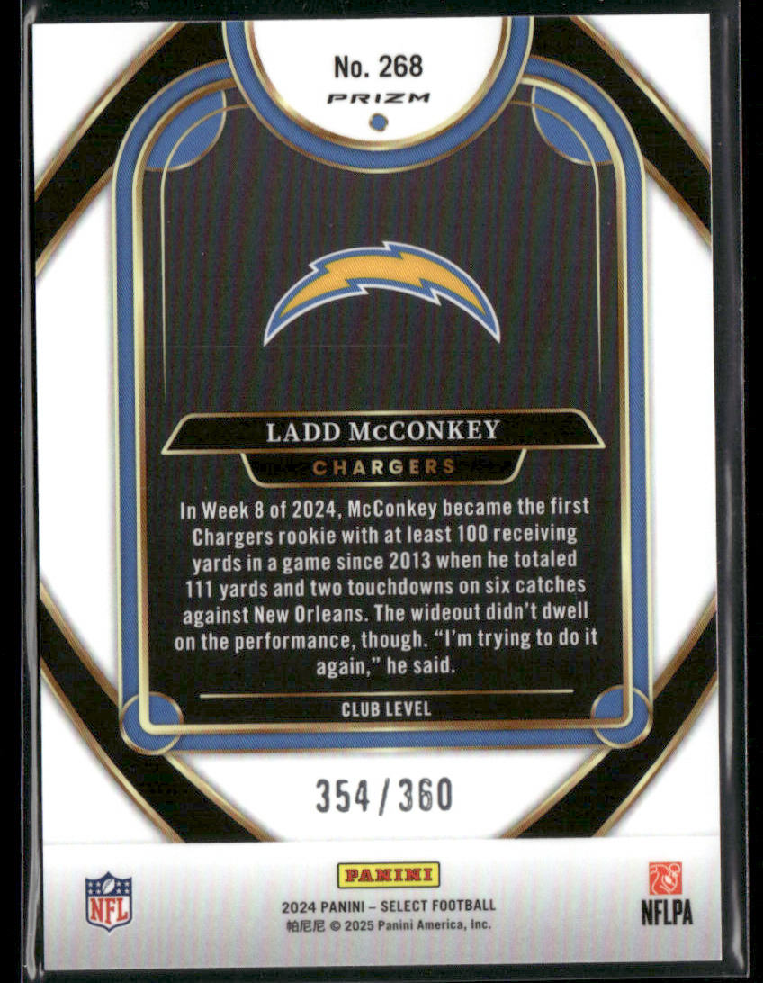 2024 Panini Select Ladd McConkey #268 Purple Shock Prizm 354/360