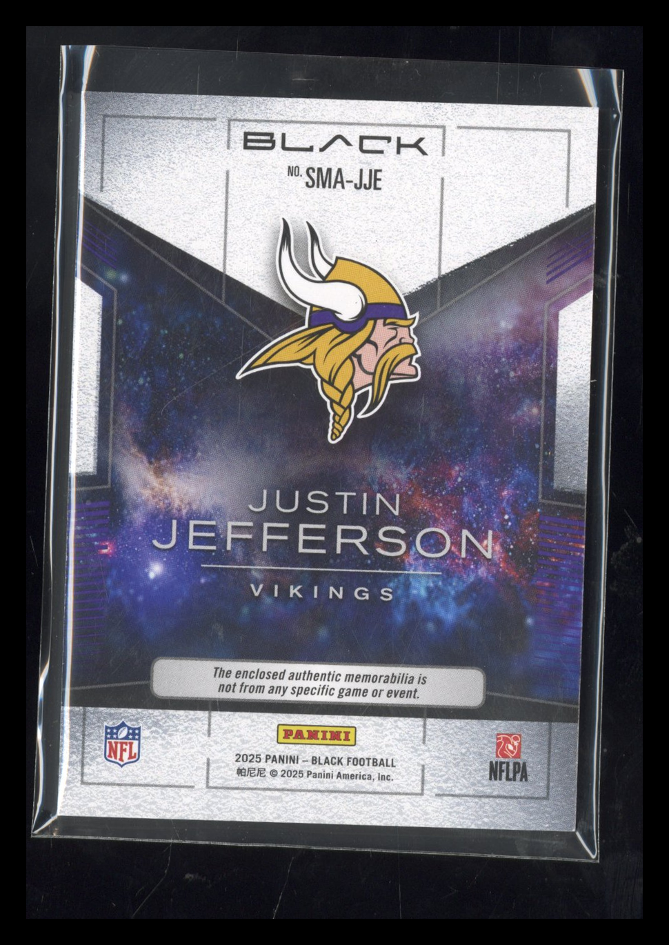 2025 Panini Black Starlight Materials Patch Justin Jefferson #SMA-JJE 109/199
