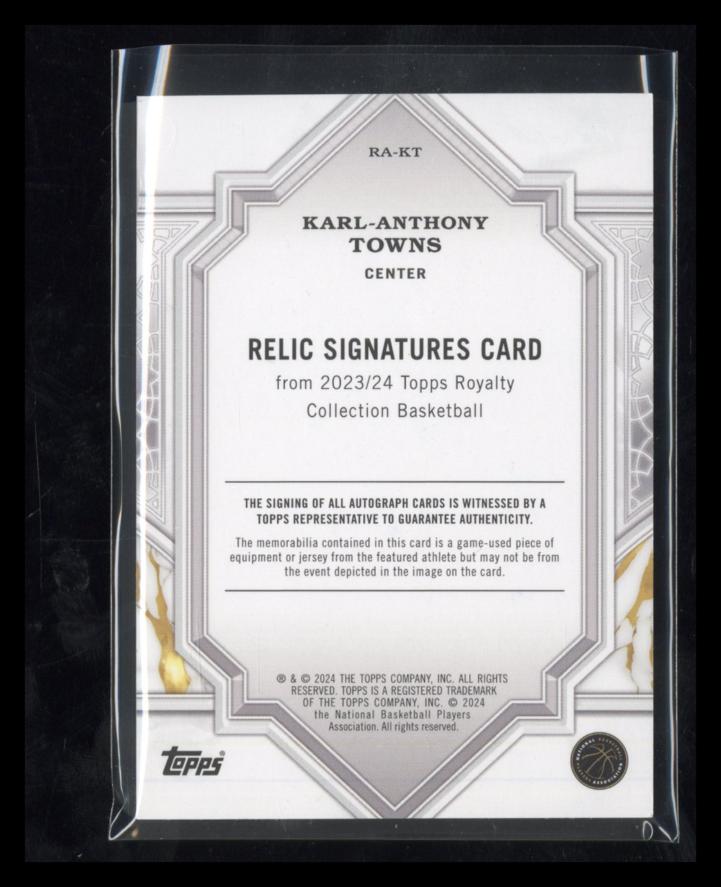 2023-24 Topps Royalty Collection Karl-Anthony Towns #RA-KT Relic Auto 14/25