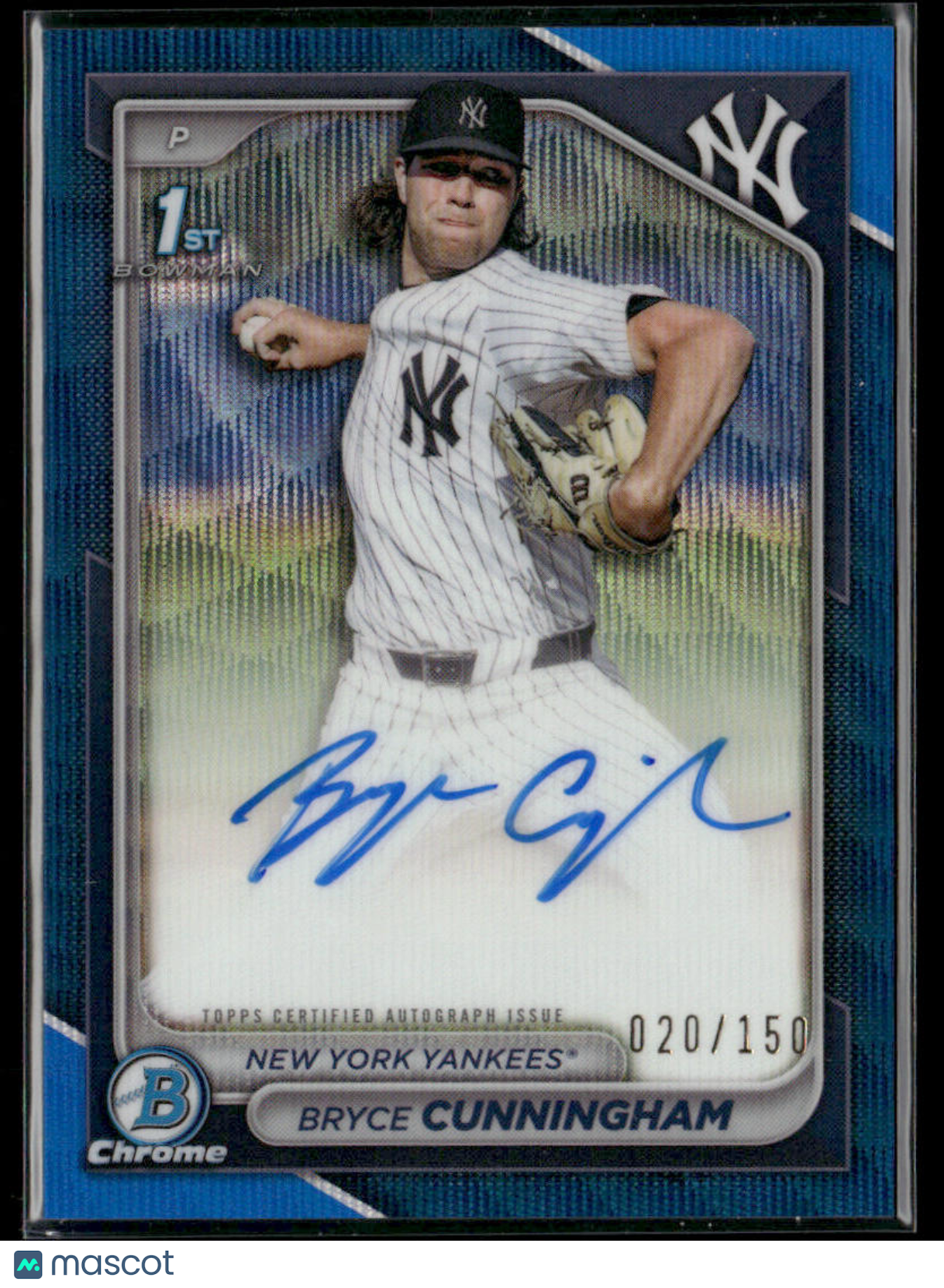 2024 Bowman Draft Bryce Cunningham #CPA-BC Blue Wave Auto 1st Bowman 020/150