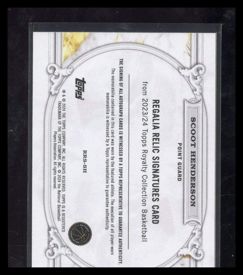 2023-24 Topps Royalty Collection Scoot Henderson #RRS-SH Rookie Relic Auto 81/99