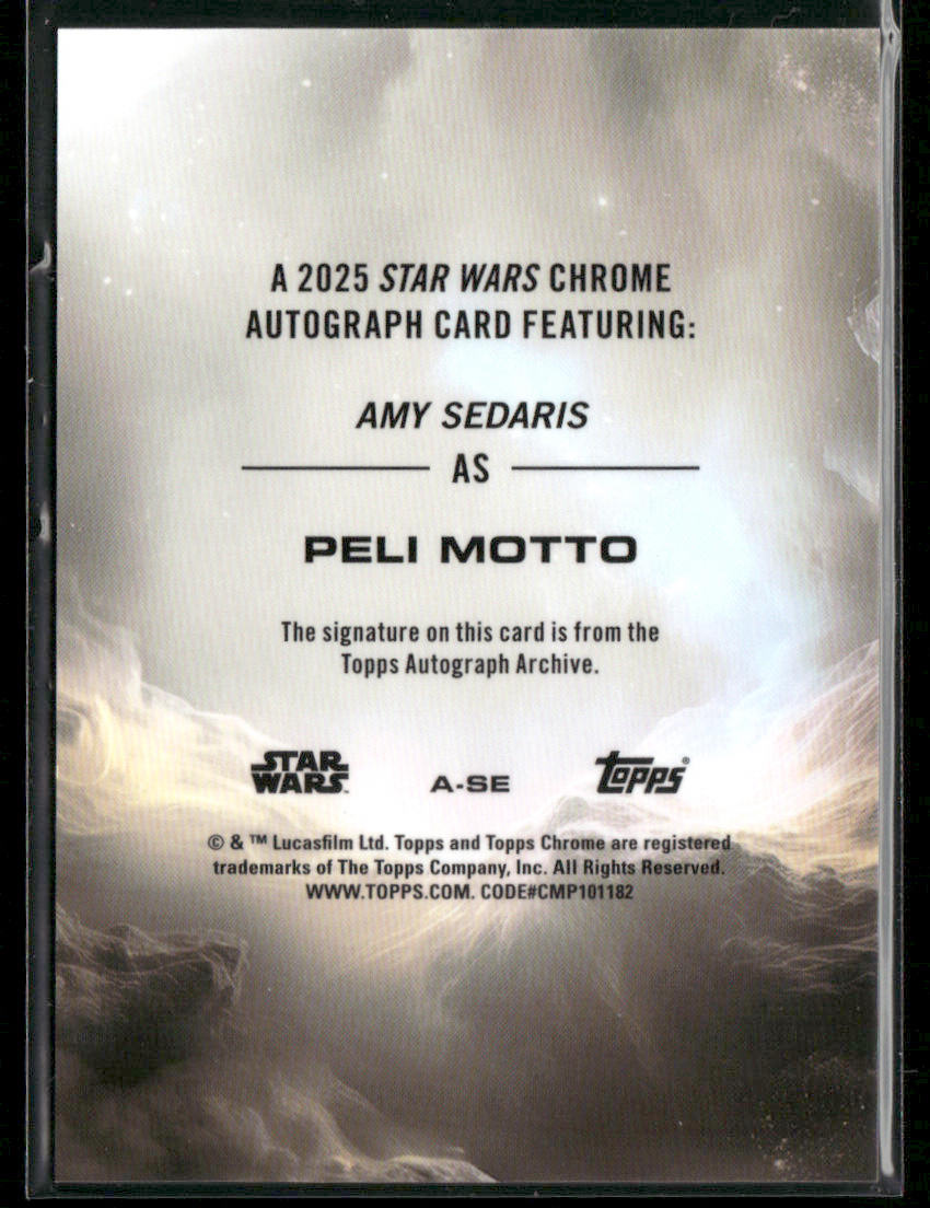 2025 Topps Chrome Star Wars Peli Motto/Amy Sedaris Blue Auto 135/150 #A-SE
