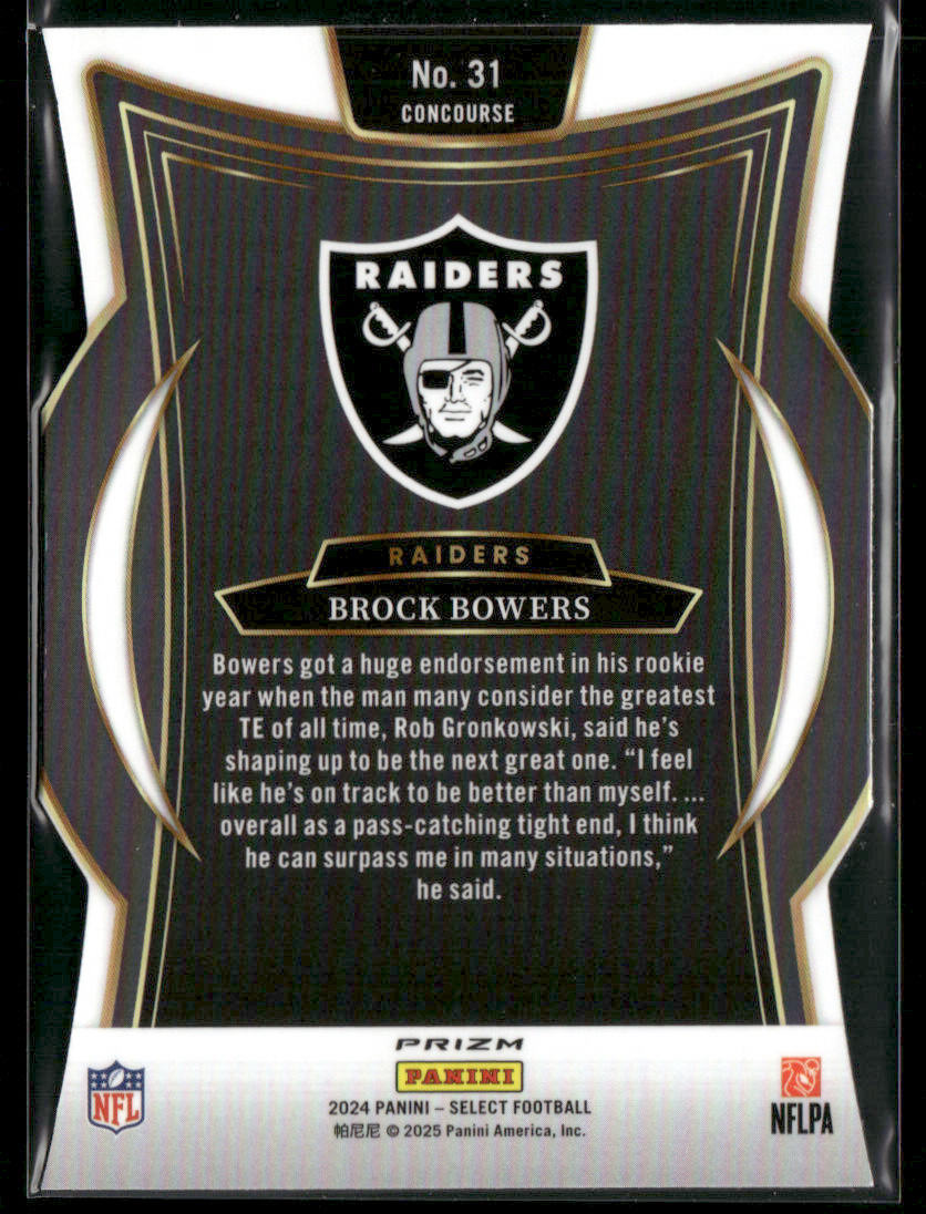 2024 Panini Select Football Brock Bowers #31 Silver Prizm Die-Cut RC Rookie