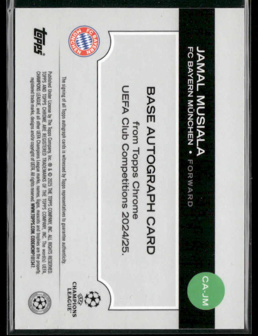 2024-25 Topps Chrome UEFA CC Jamal Musiala #CA-JM Gold 16/50 Autograph