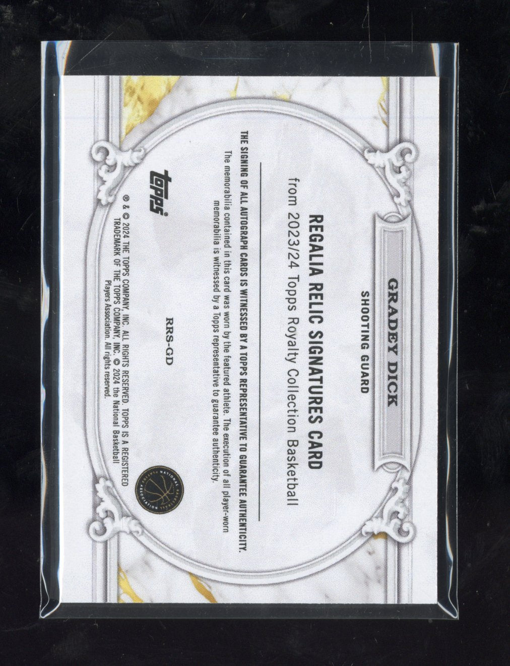 2023-24 Topps Royalty Collection Gradey Dick #RRS-GD RC Rookie Relic Auto 61/99
