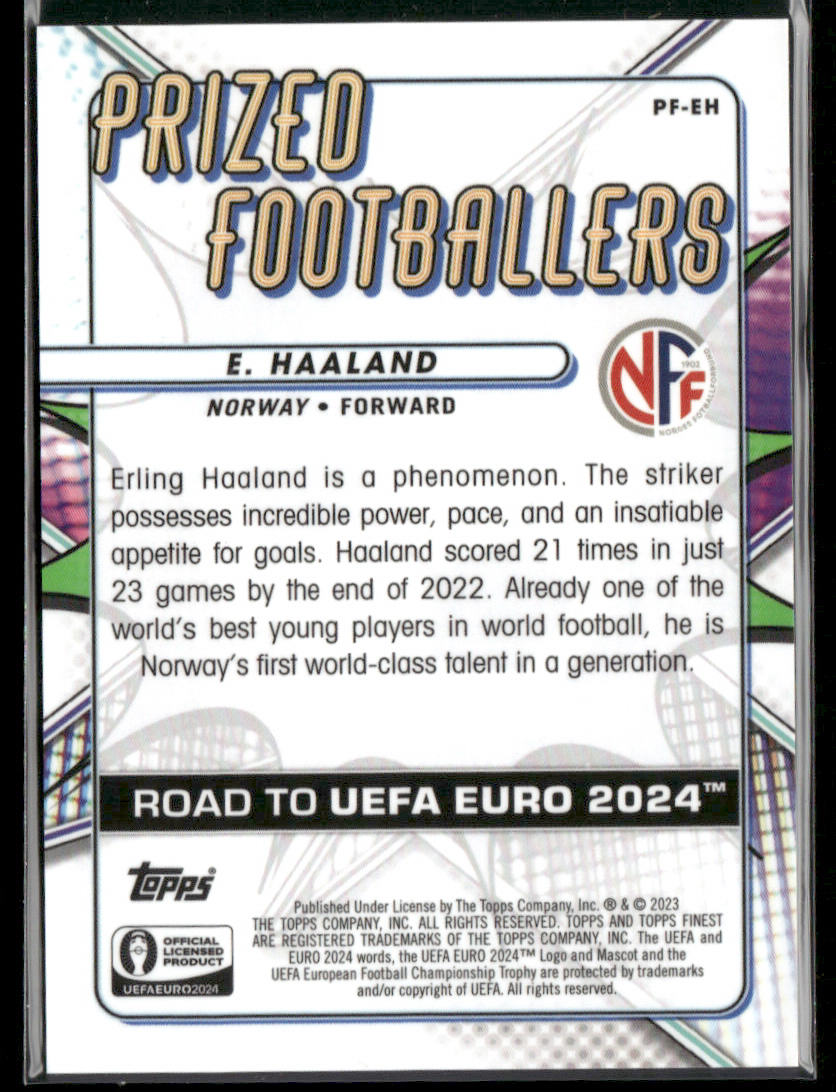 2023 Topps Finest Erling Haaland #PF-EH Gold 44/50 Prized Footballers