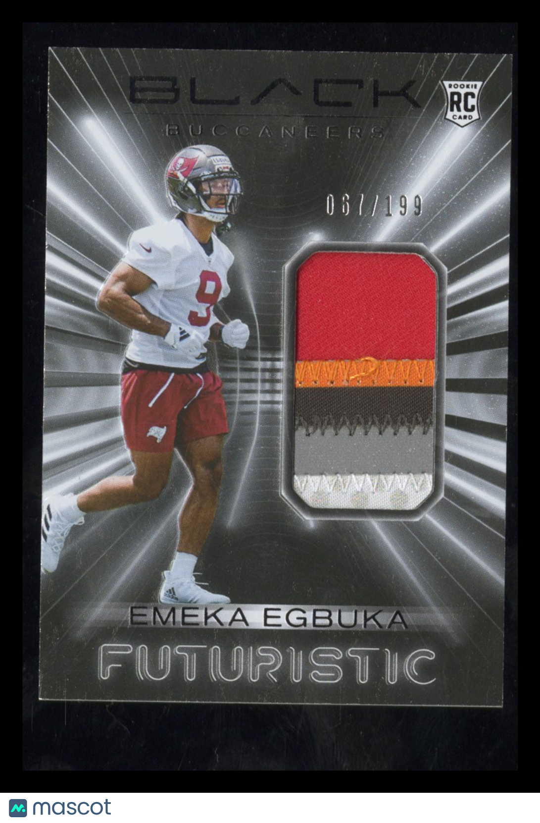 2025 Panini Black Emeka Egbuka #FUT-EEA Futuristic Patch RC Rookie 067/199