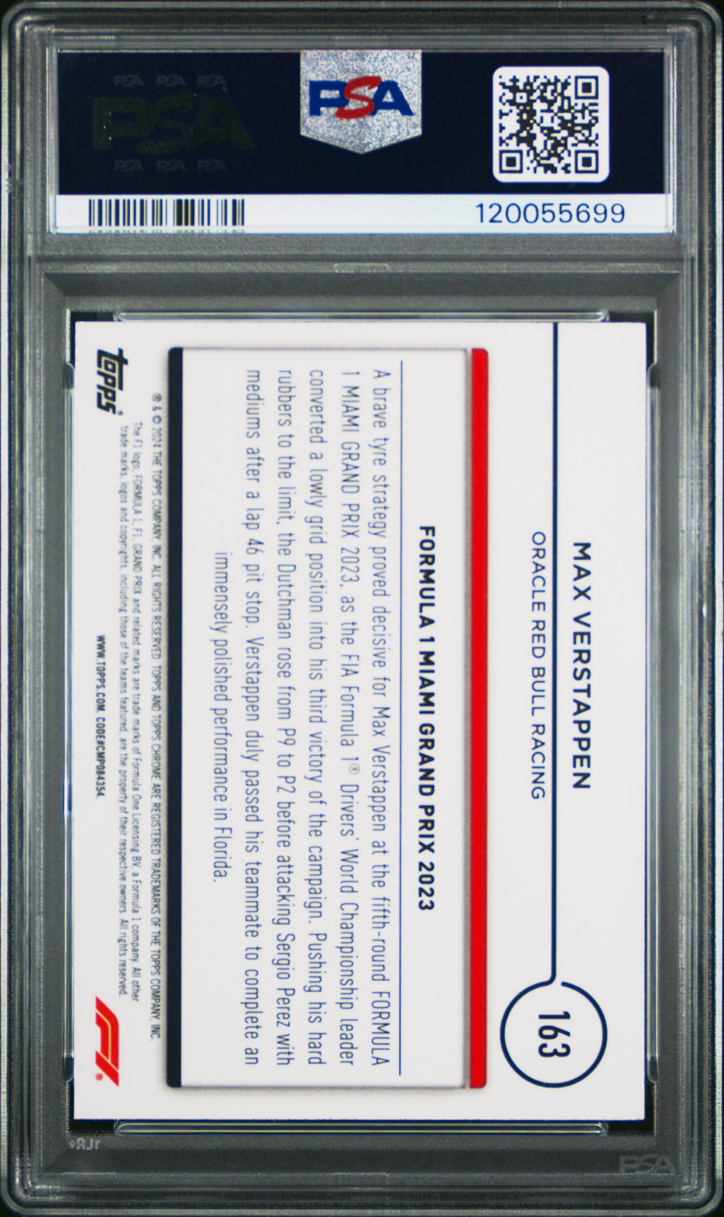 2024 Topps Chrome Formula 1 Max Verstappen #163 Purple Checker Flag /199 PSA 9