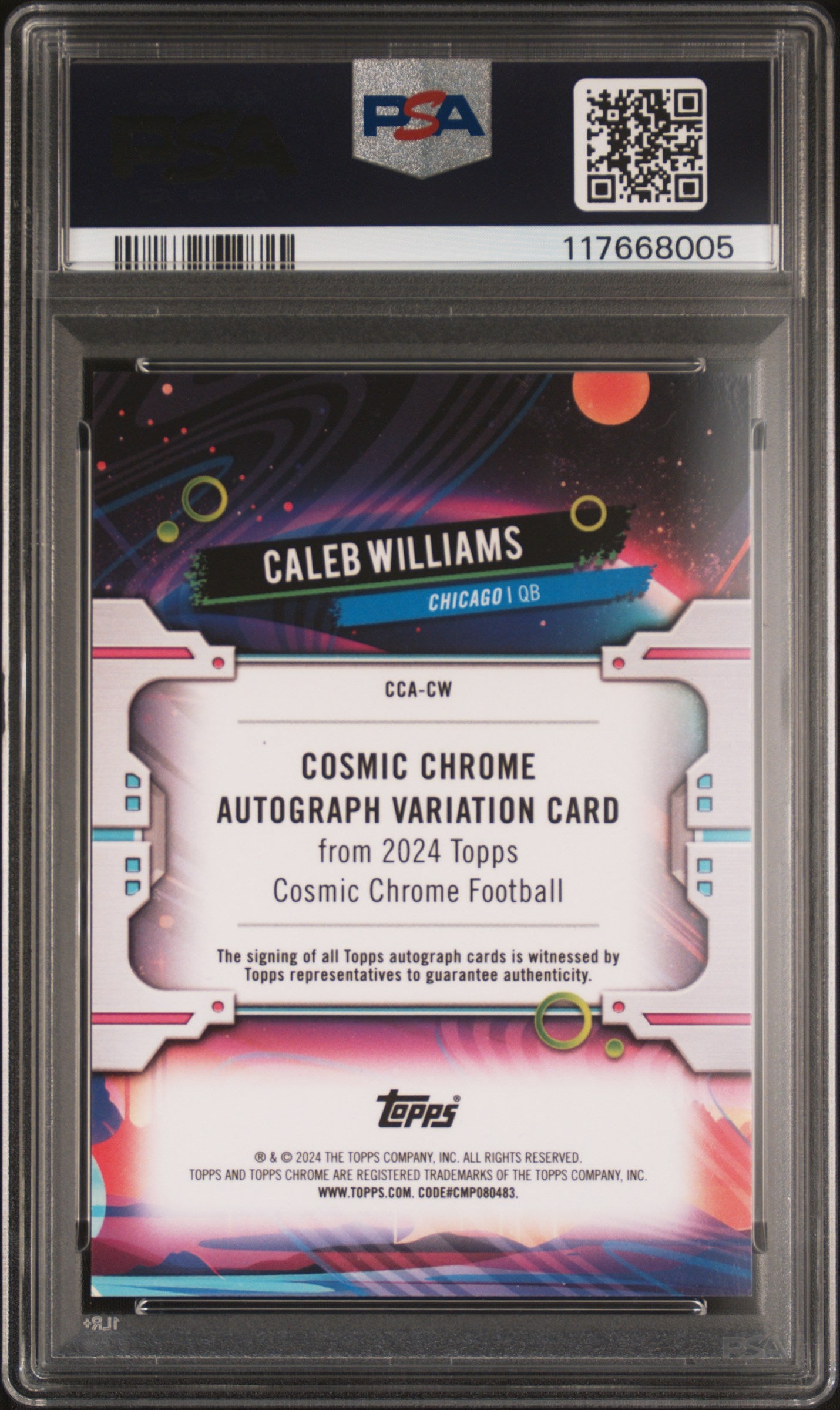 2024 Topps Cosmic Chrome Caleb Williams Orange Galactic Rookie Auto 03/25 PSA 9