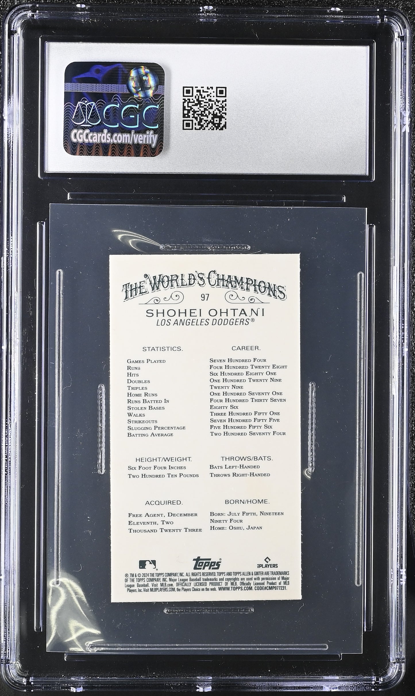 2024 Topps Allen & Ginter Shohei Ohtani #97 Chrome Mini CGC 10