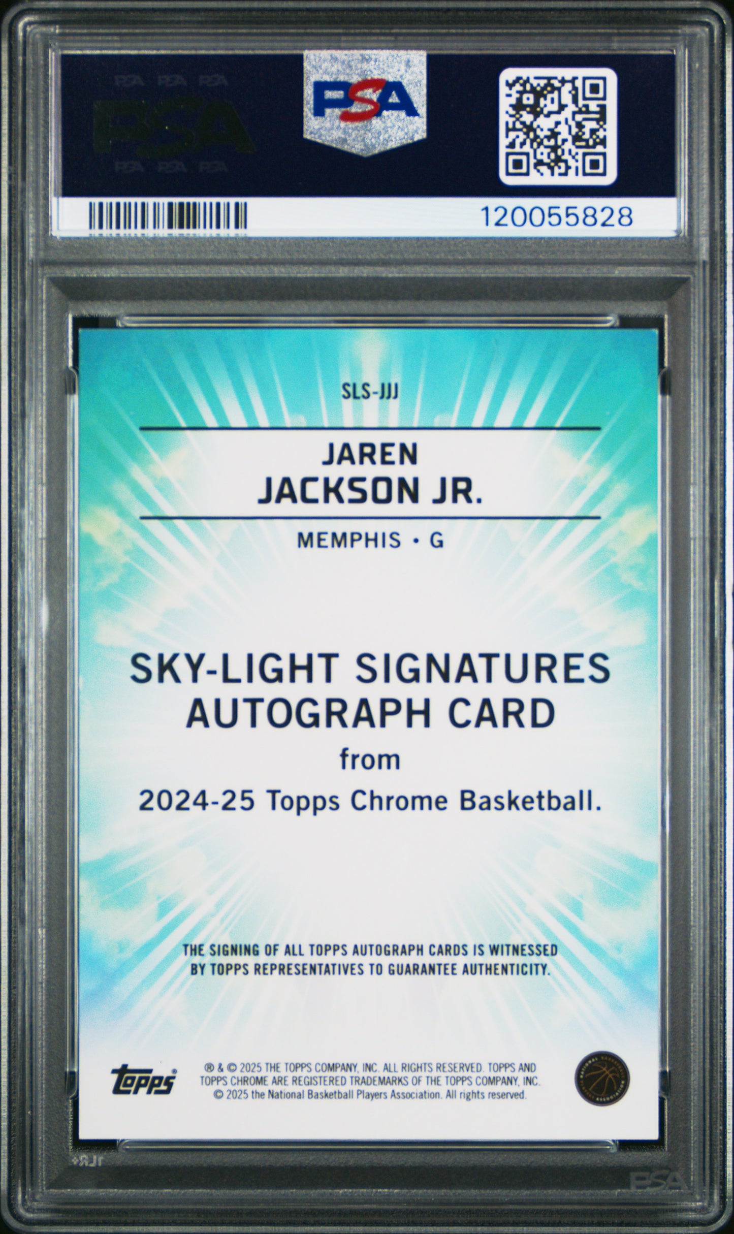 2024-25 Topps Chrome Jaren Jackson Jr. Orange Geometric /25 Sky Light Auto PSA 9