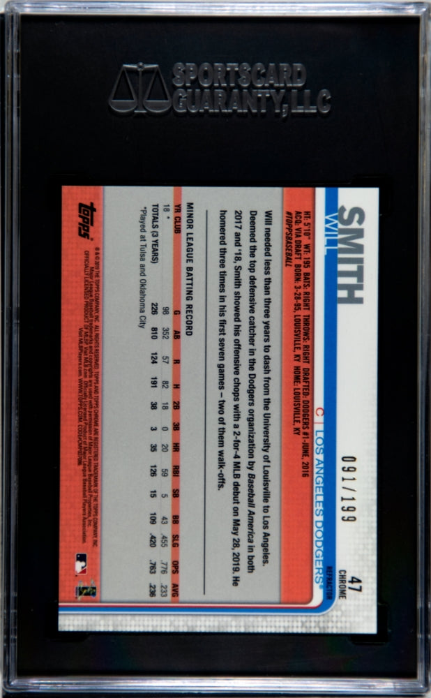 2019 Topps Chrome Update Will Smith #47 X-Fractor 91/199 RC Rookie SGC 10