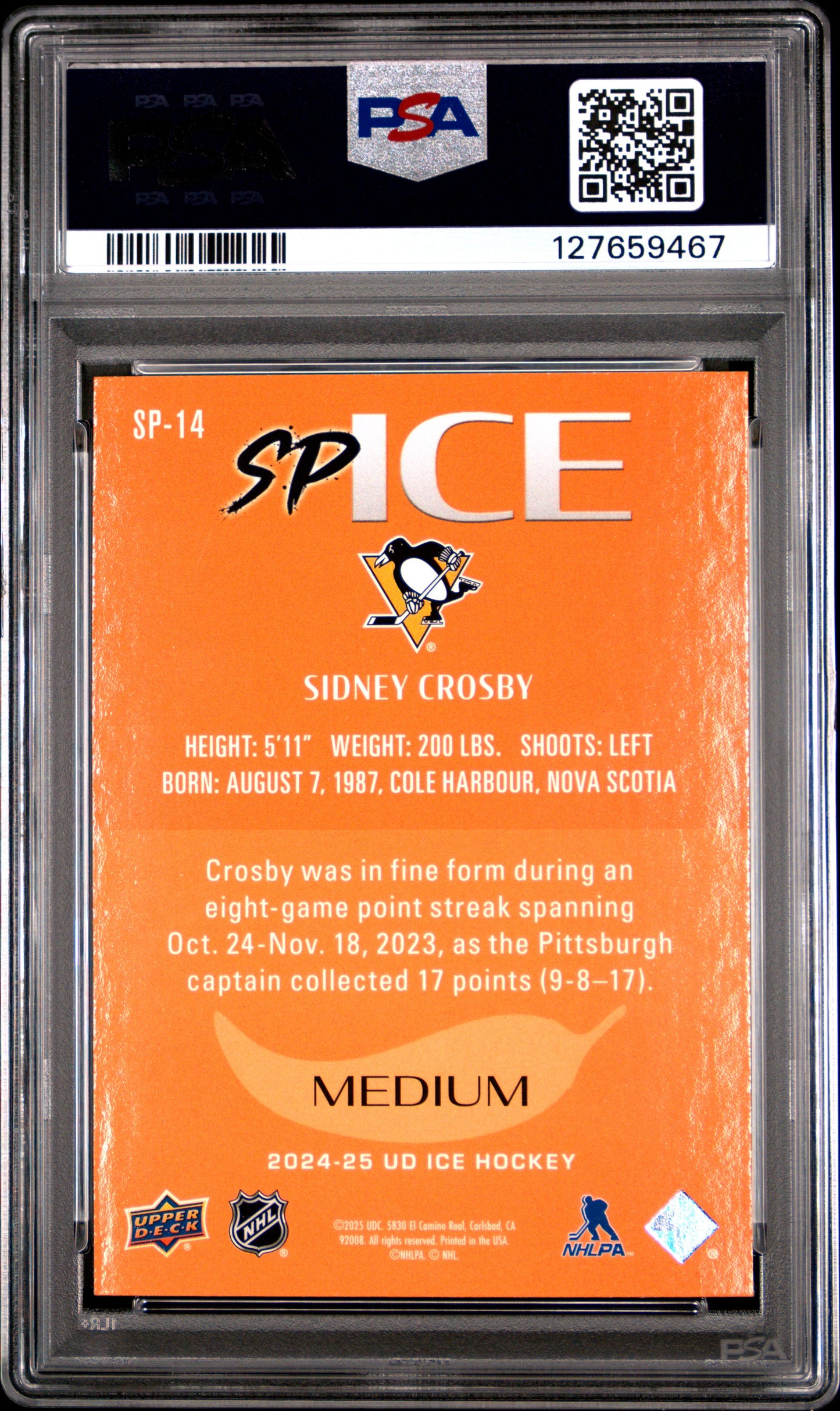 2024-25 Upper Deck Ice SP Ice Sidney Crosby #SP-14 Medium PSA 6