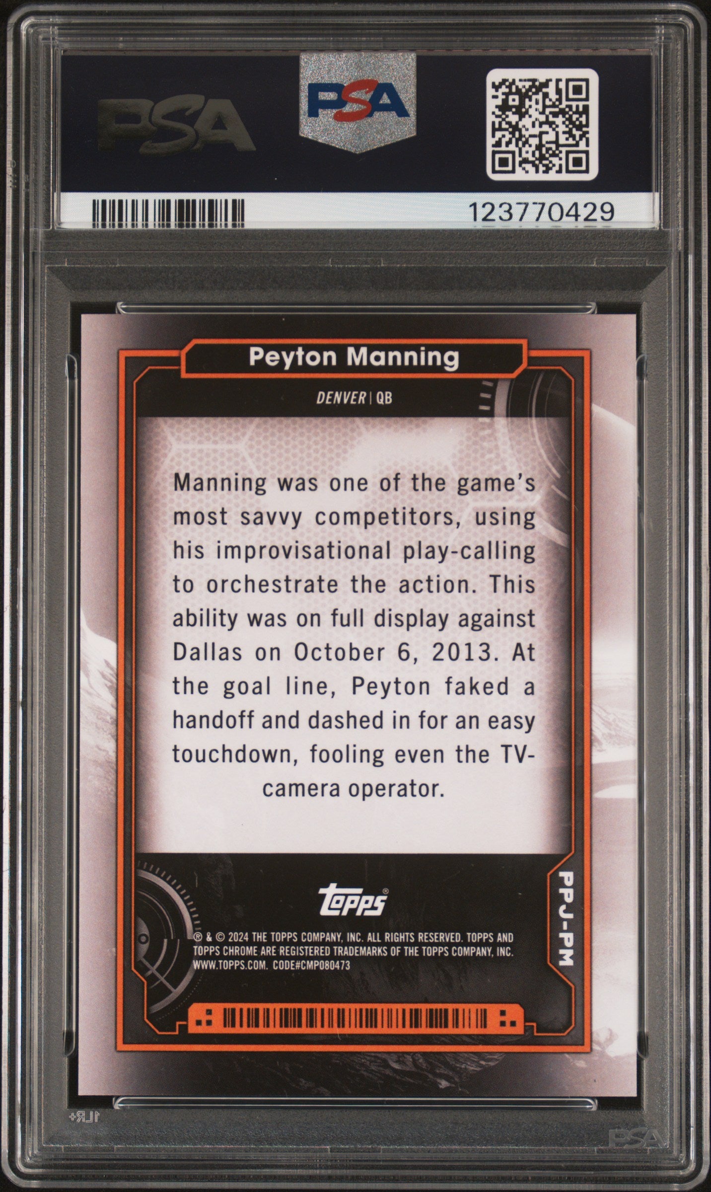2024 Topps Cosmic Chrome Planetary Pursuit Peyton Manning #PPJ-PM Jupiter PSA 10