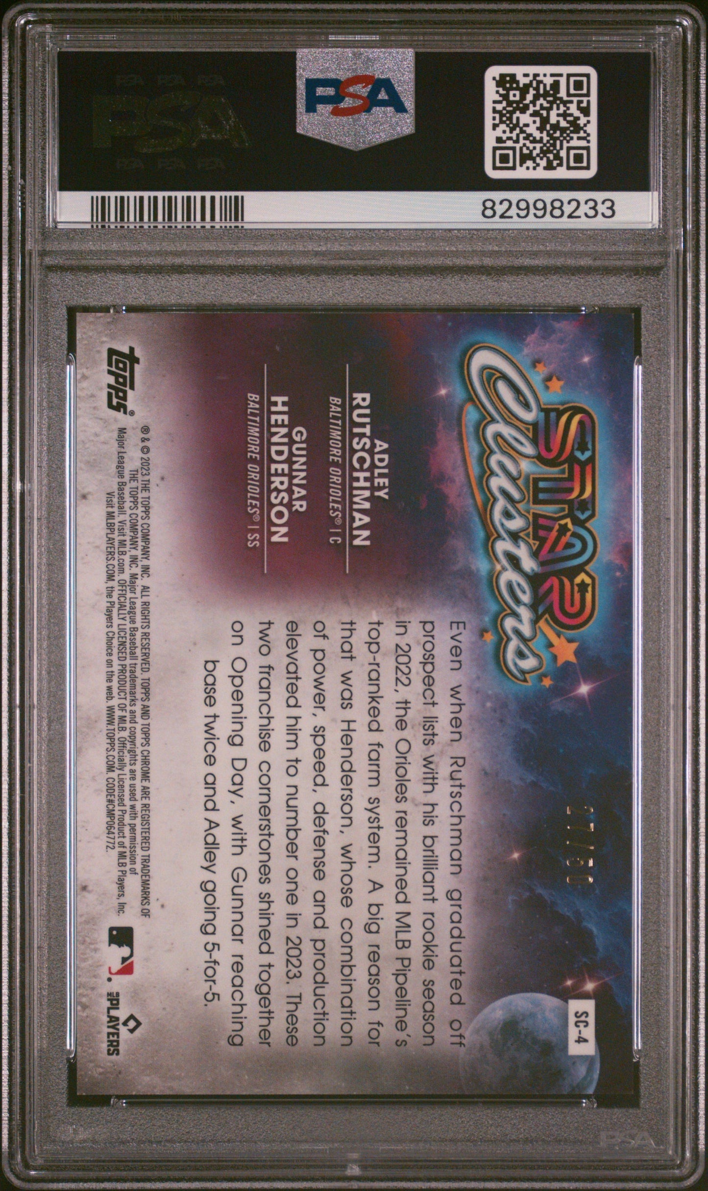 2023 Topps Cosmic Chrome Rutschman/Henderson #SC-4 Gold Interstellar PSA 9