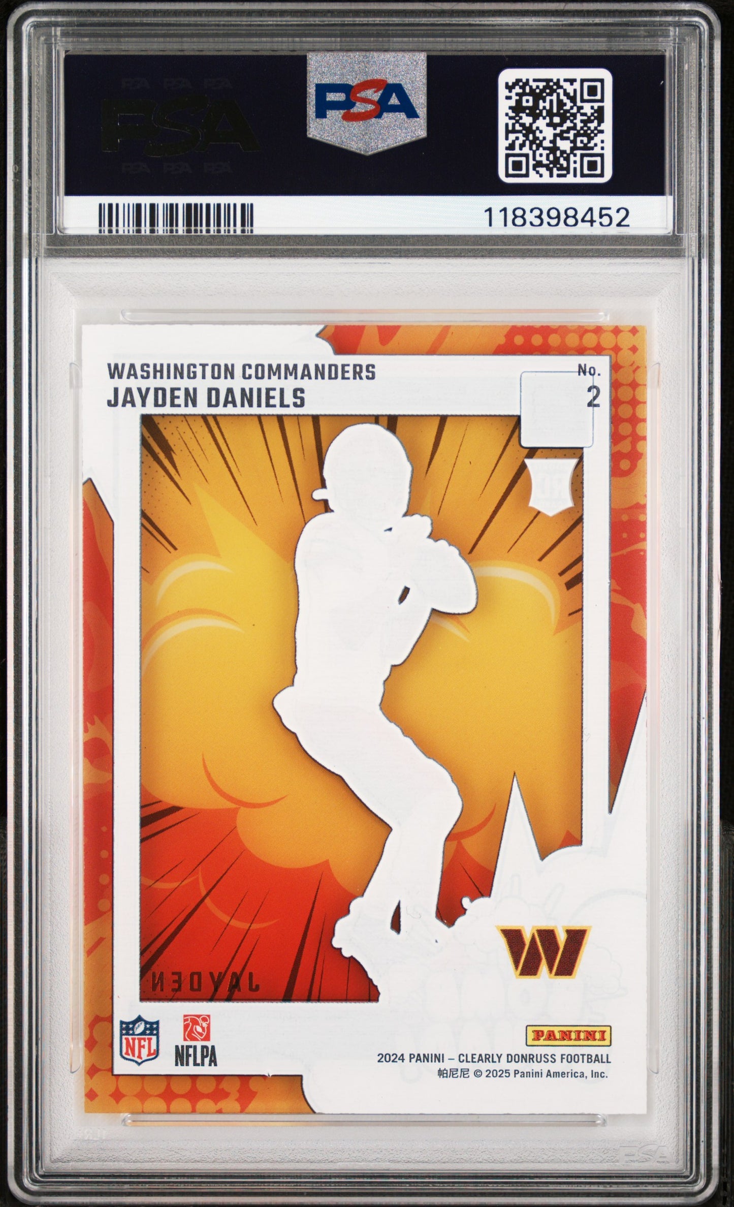 2024 Panini Clearly Donruss Clearly Bomb Squad Jayden Daniels #2 PSA 10